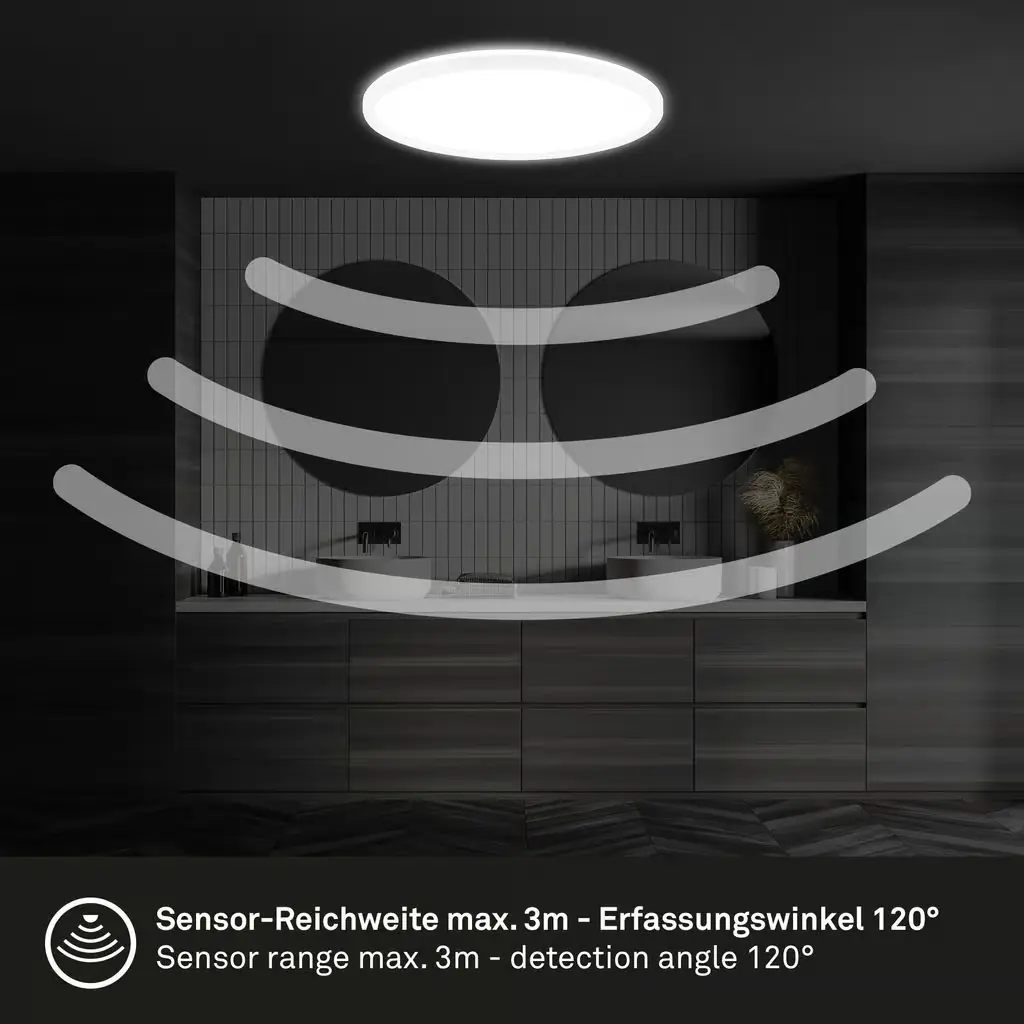 Briloner LED-Deckenleuchte Move mit Bewegungsmelder Ø 42 x 3 cm neutralweiß weiß matt