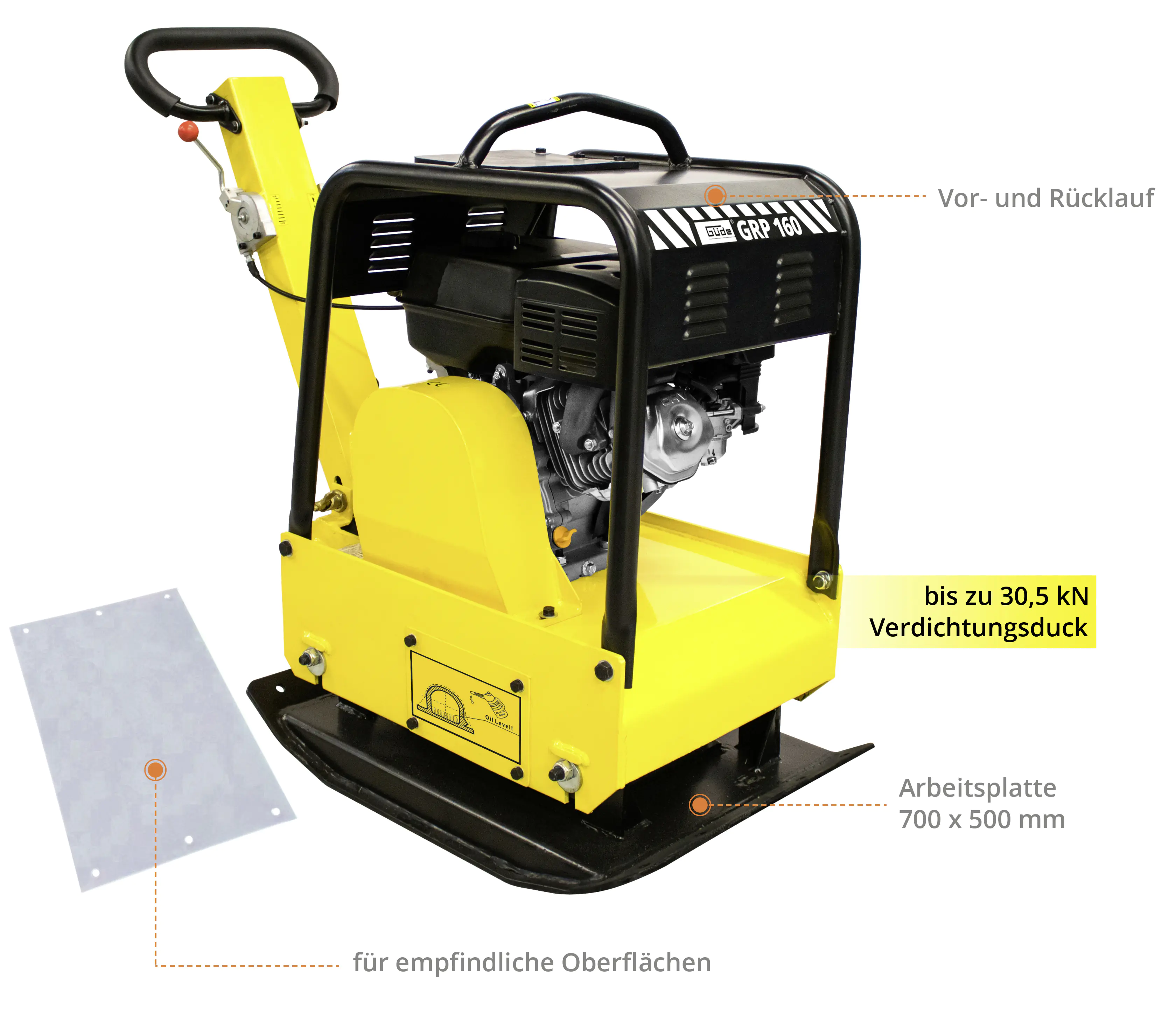 Güde Rüttelplatte GRP 160 4-Takt 6,5 kW 9,0 PS Benzin