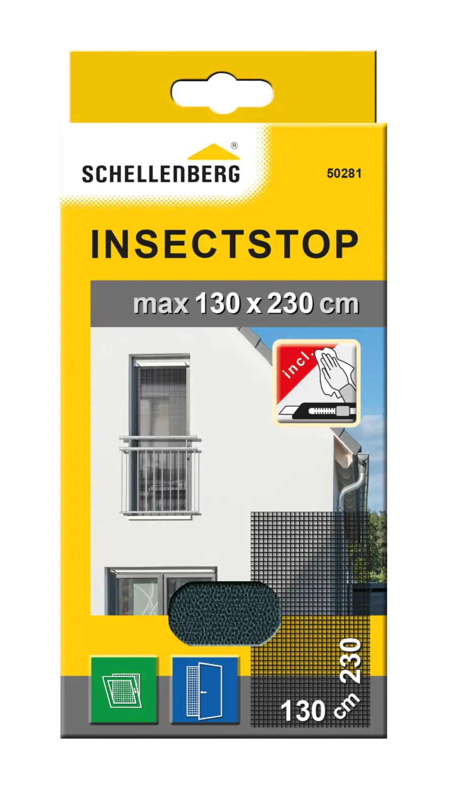 Schellenberg Fliegengitter 130 x 230 cm anthrazit individuell kürzbar