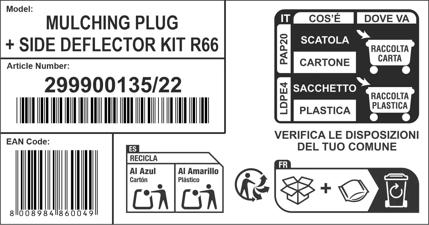 Stiga Mulchkeil und Seitenauswurf Set MPD-R66 für Rasentraktoren 66 cm Schnittbreite