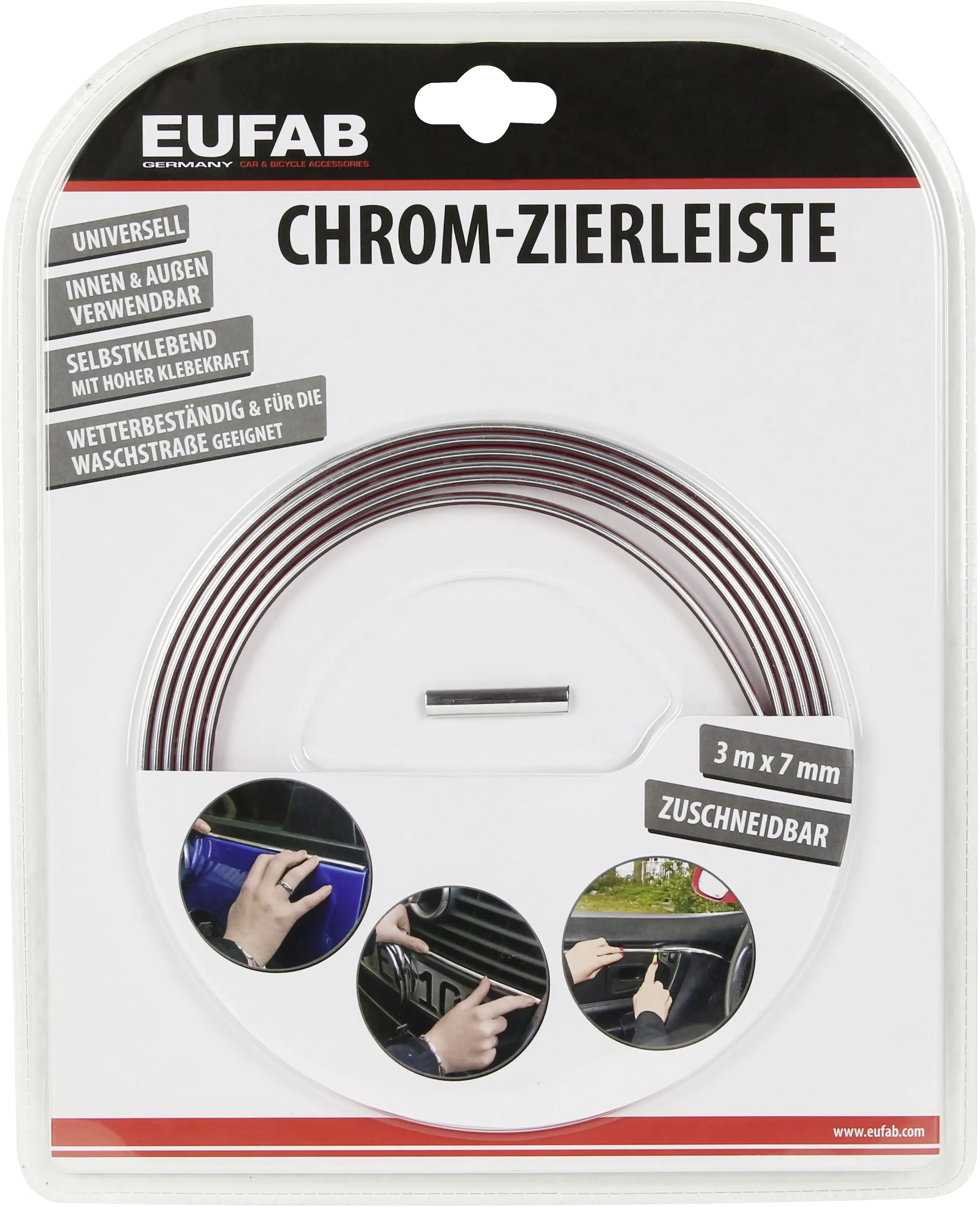 EUFAB Zierleiste universal Chrom 3m x 7mm