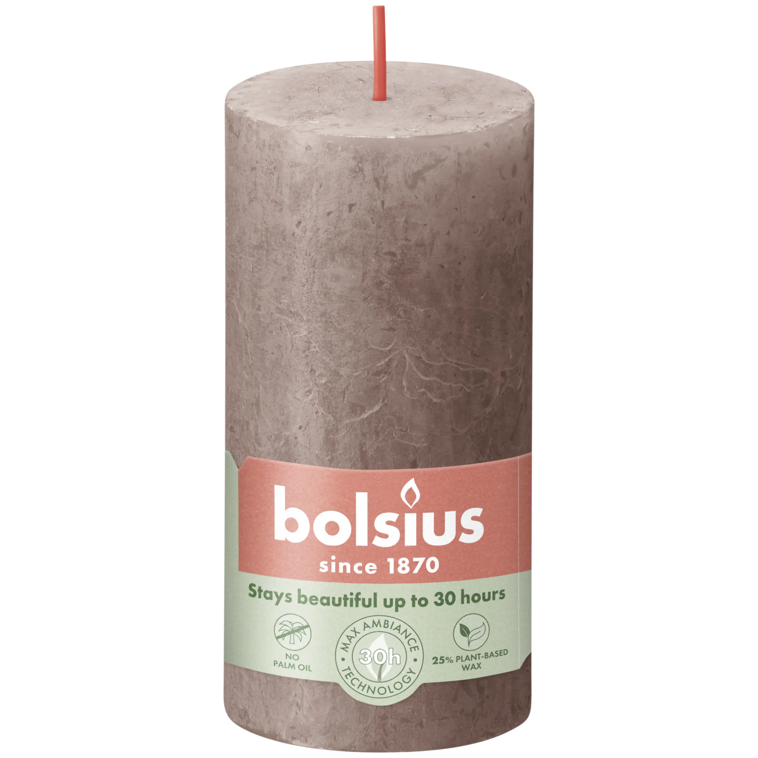 Bolsius Rustik-Kerze 100/50 mm Rustikales Taupe
