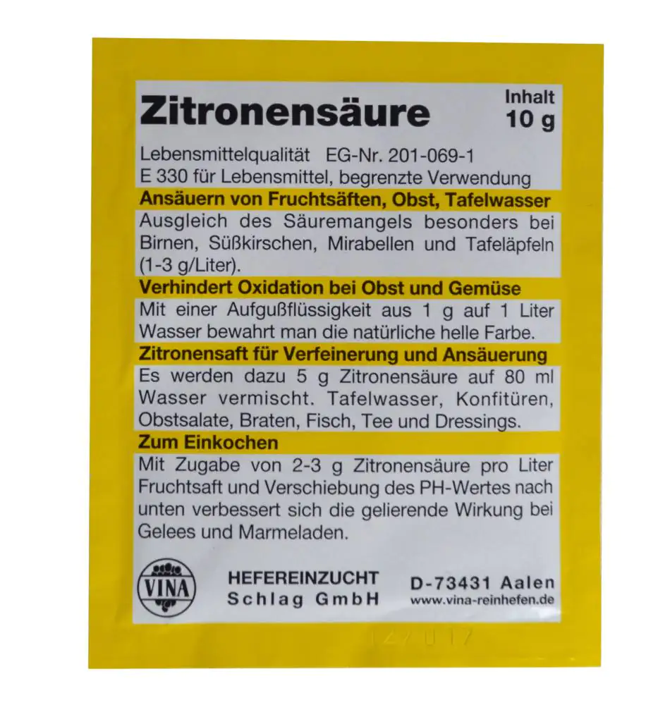 Vina Zitronensäure zur Weinherstellung 10 g 