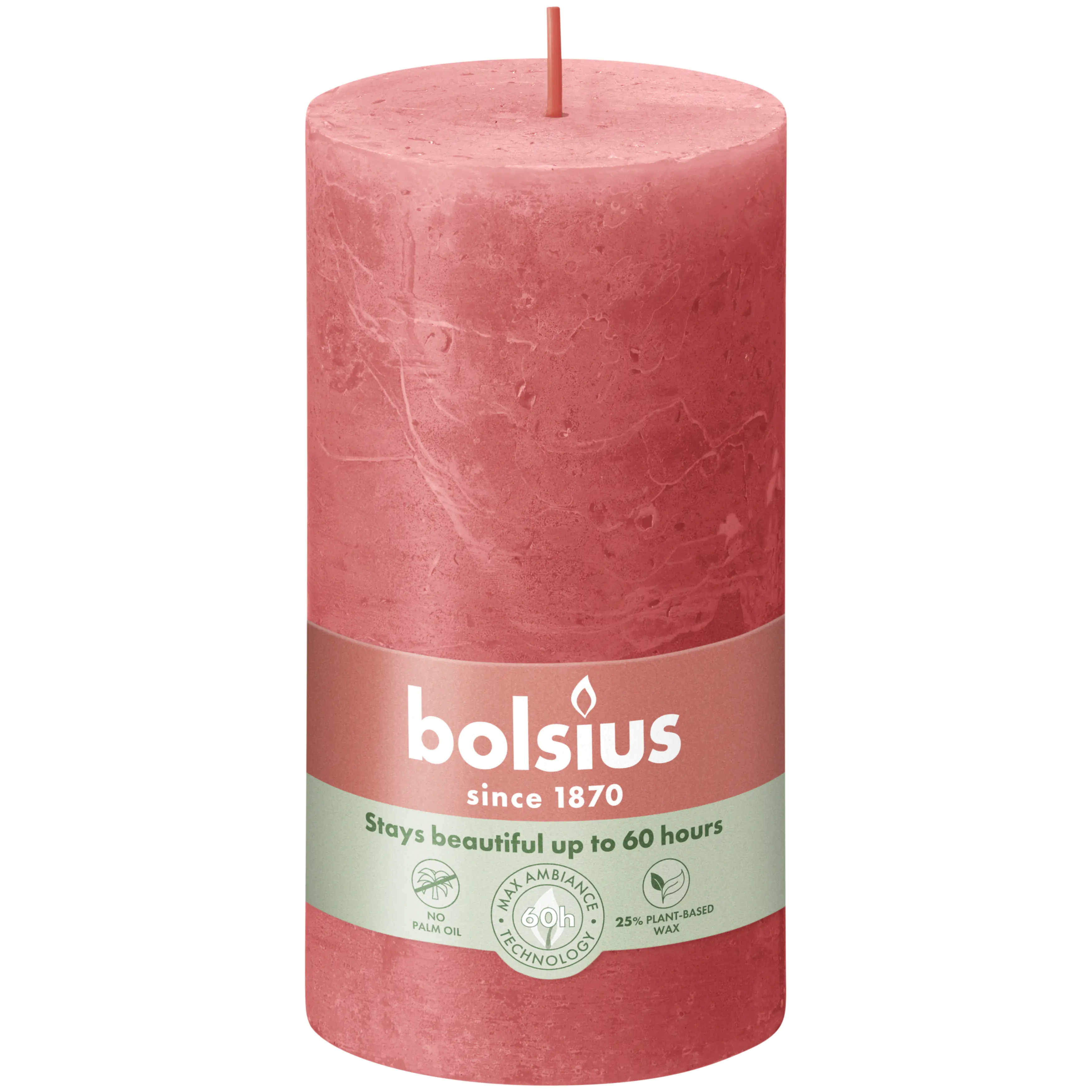 Bolsius Rustik Stumpenkerze rosa blüte, Höhe: 13 cm, Ø 6,8 cm