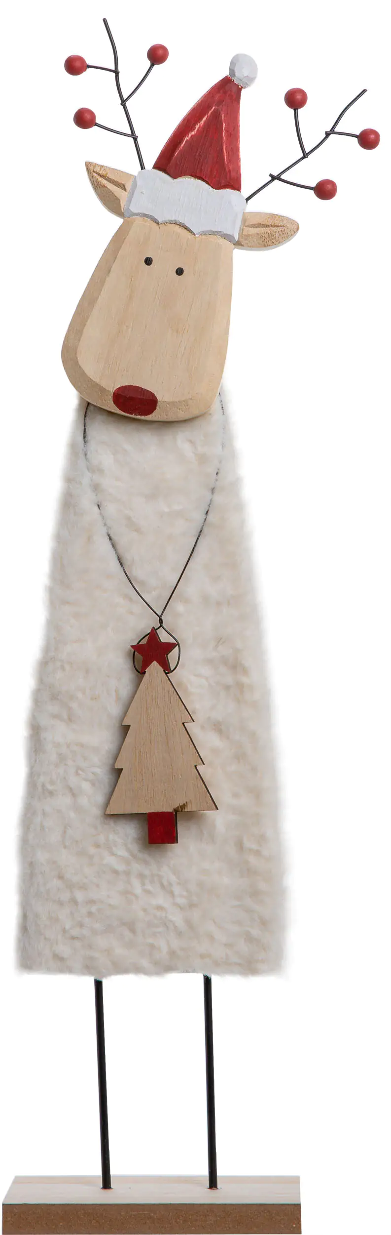 TrendLine Weihnachtsaufsteller Holz Rentier 50 x 12 cm weiß rot