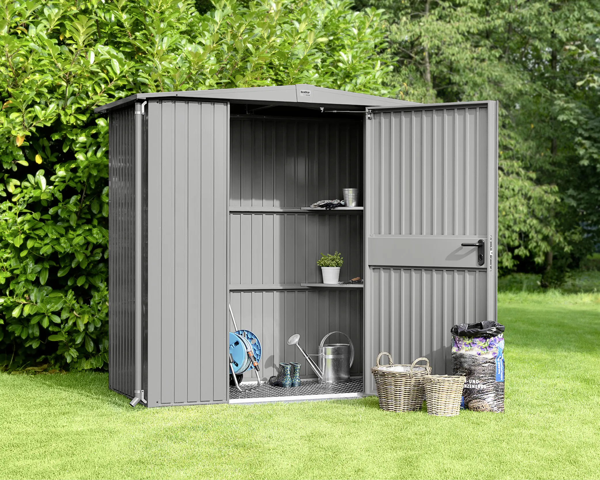 EcoStar Gerätehaus Trend-S Typ 1 258,8 x 121,3 x 216 cm graualuminium