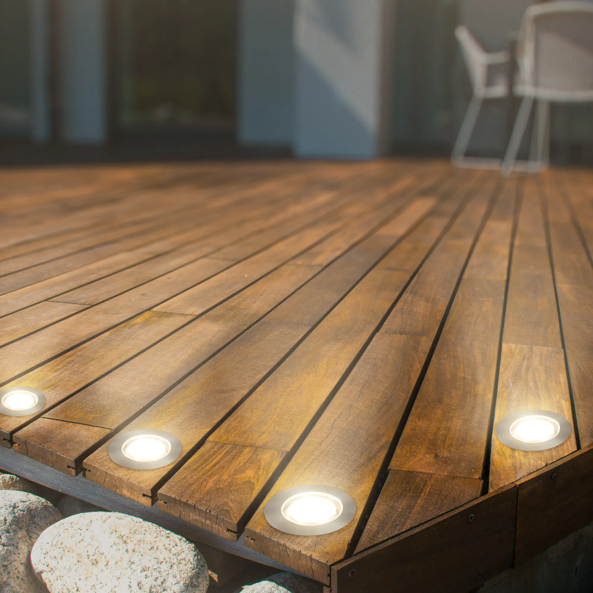Briloner LED Außen-Bodenstrahler Padouk Connect to Shine 3er Starterset 3x1W warmweiß