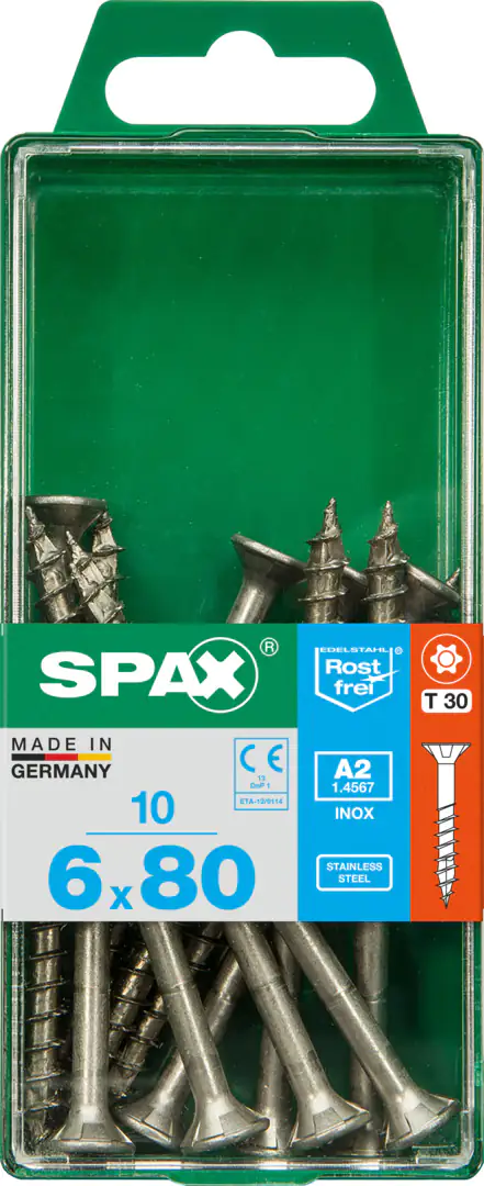 Spax Universalschrauben 6.0 x 80 mm TX 30 - 10 Stück Edelstahl