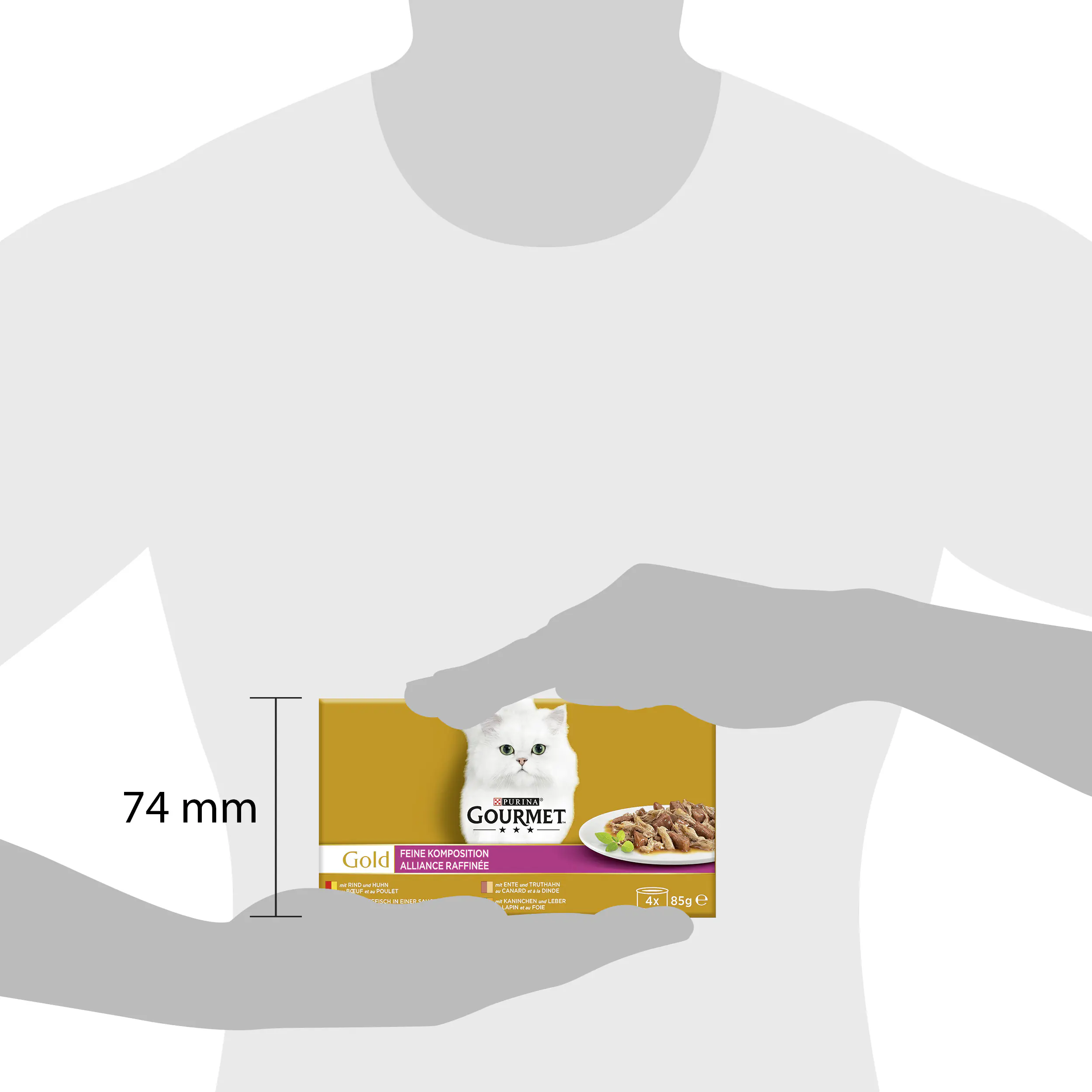 Gourmet Gold Katzennassfutter Adult 4 x 85 g Rind Ente Kaninchen und Hochseefisch