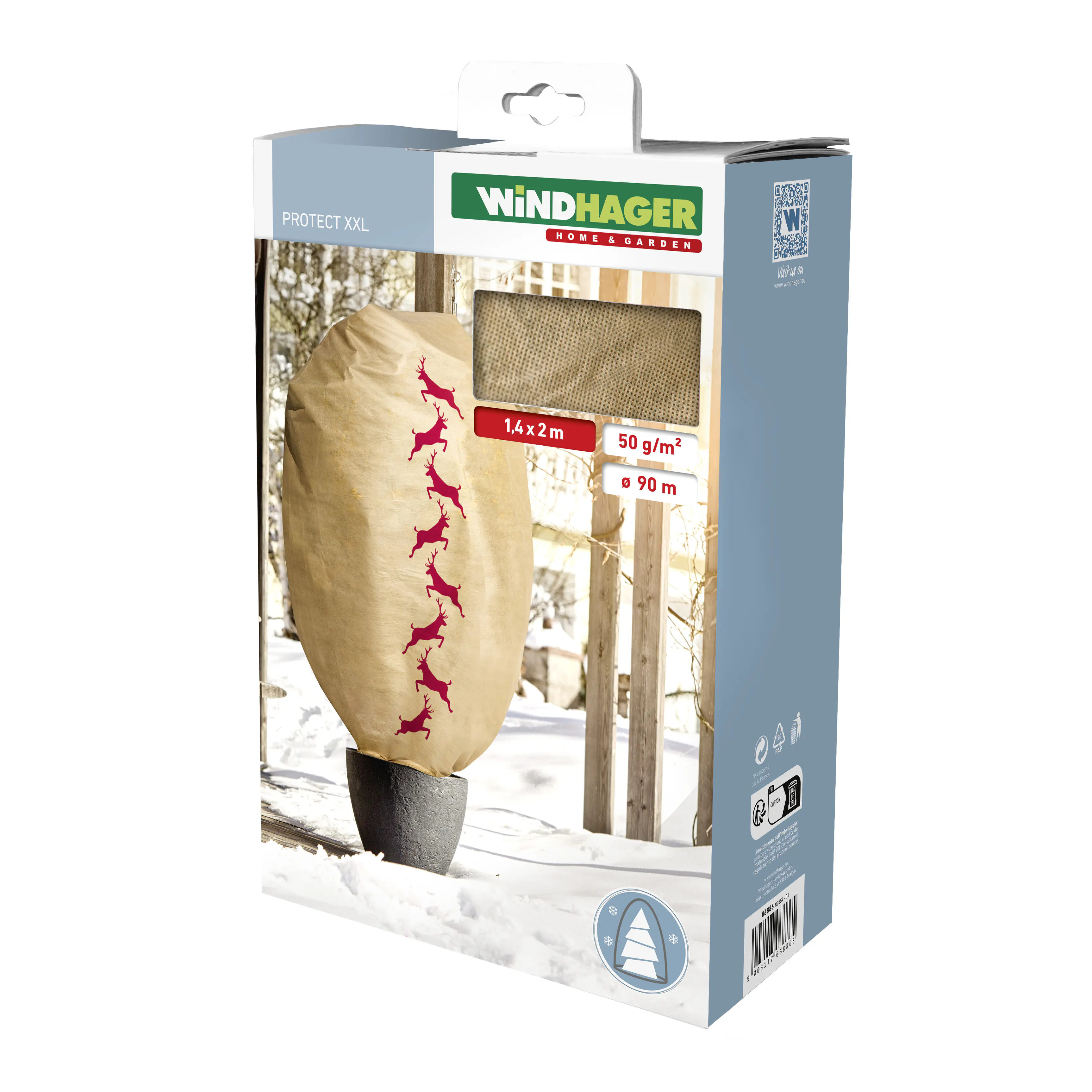 Windhager Deko-Haube Protect XXL 1,4 x 2 m, beige mit Hirschmotiv