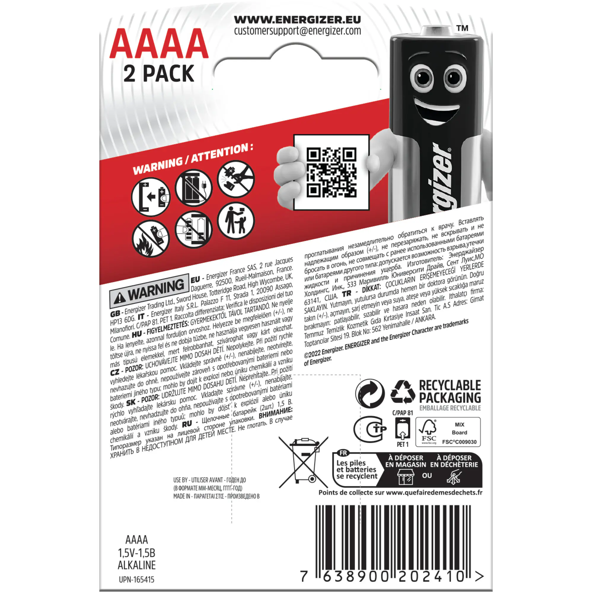 Energizer Alkaline Piccolo AAAA 1,5 V, 2er Pack