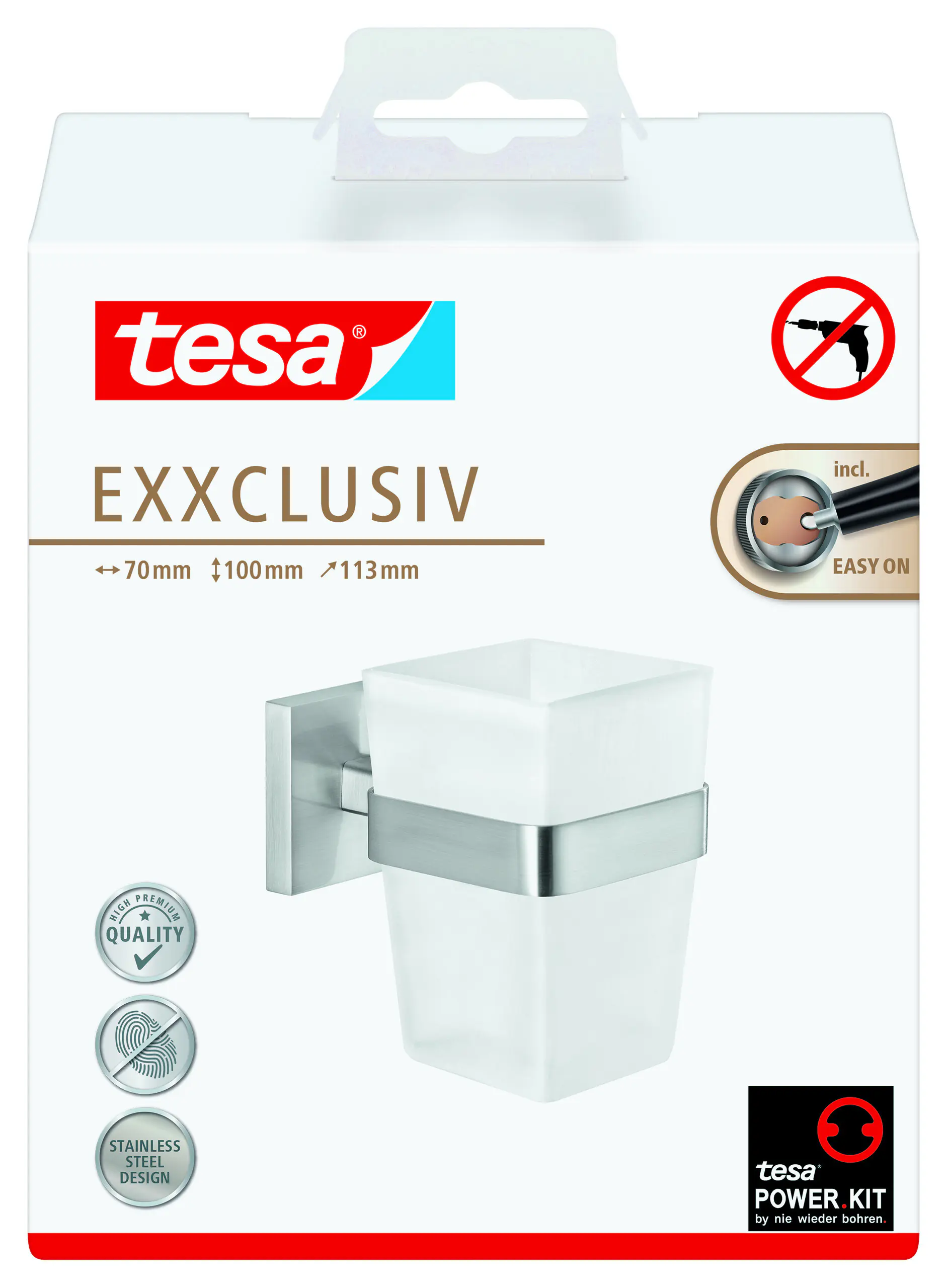 tesa Zahnbürstenhalter Exxclusiv Edelstahloptik