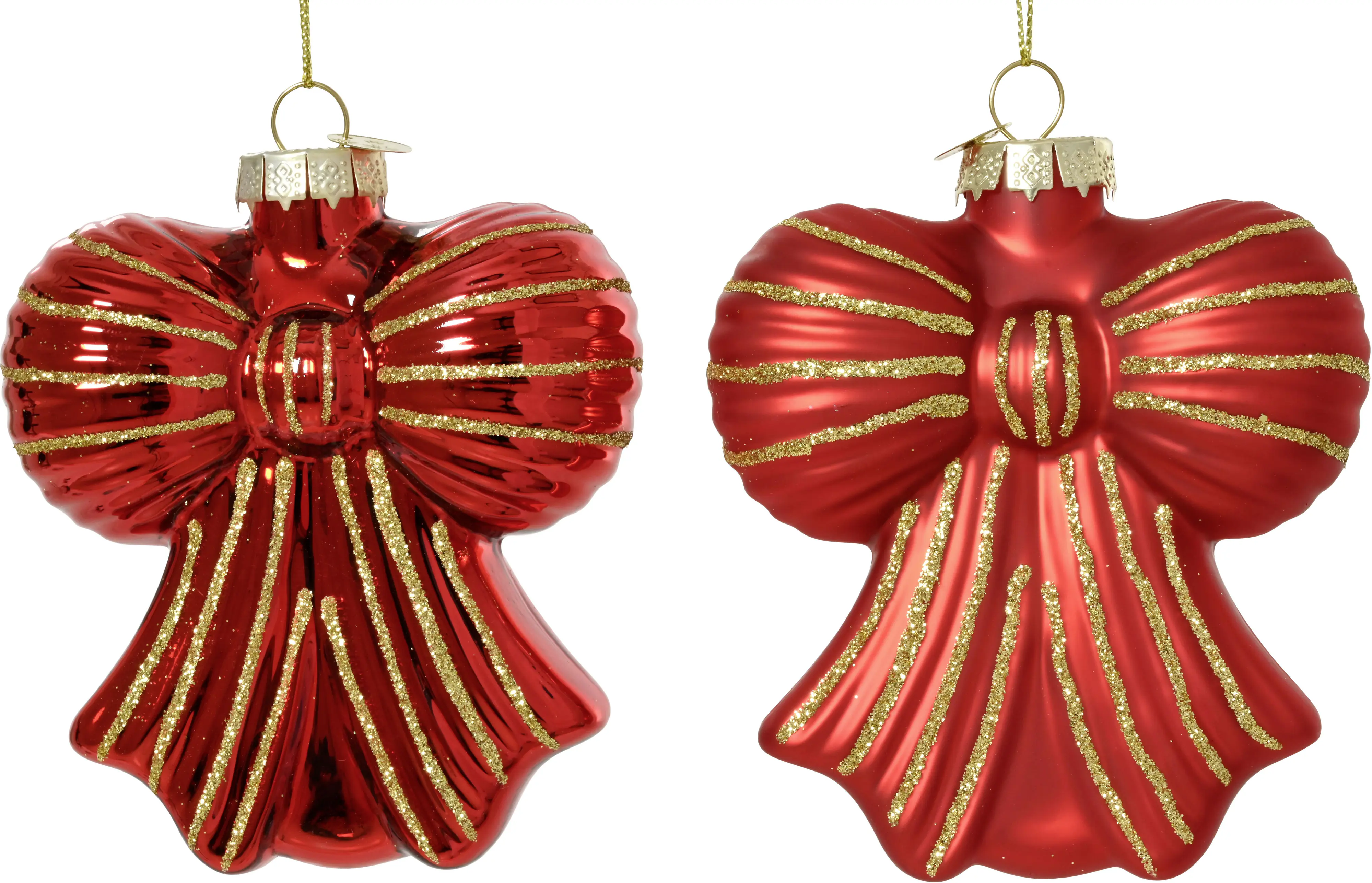 Decoris Weihnachtsanhänger Schleife aus Glas 9 x 4,2 x 10 cm weihnachtsrot 2-fach sortiert