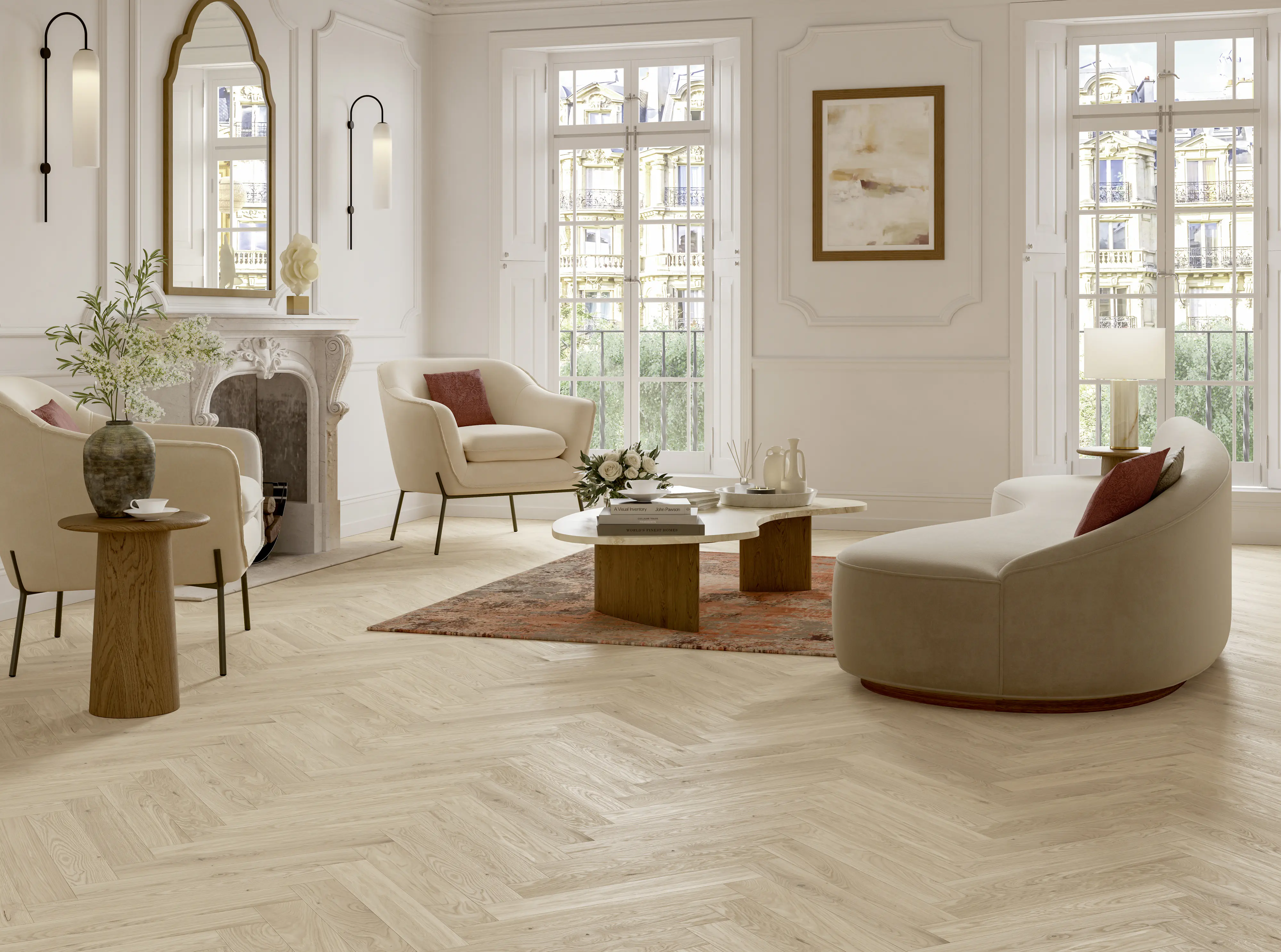 Parador Parkett Trendtime 3 Living Plus Eiche Bardolino weiß lackversiegelt matt weiß Minifase