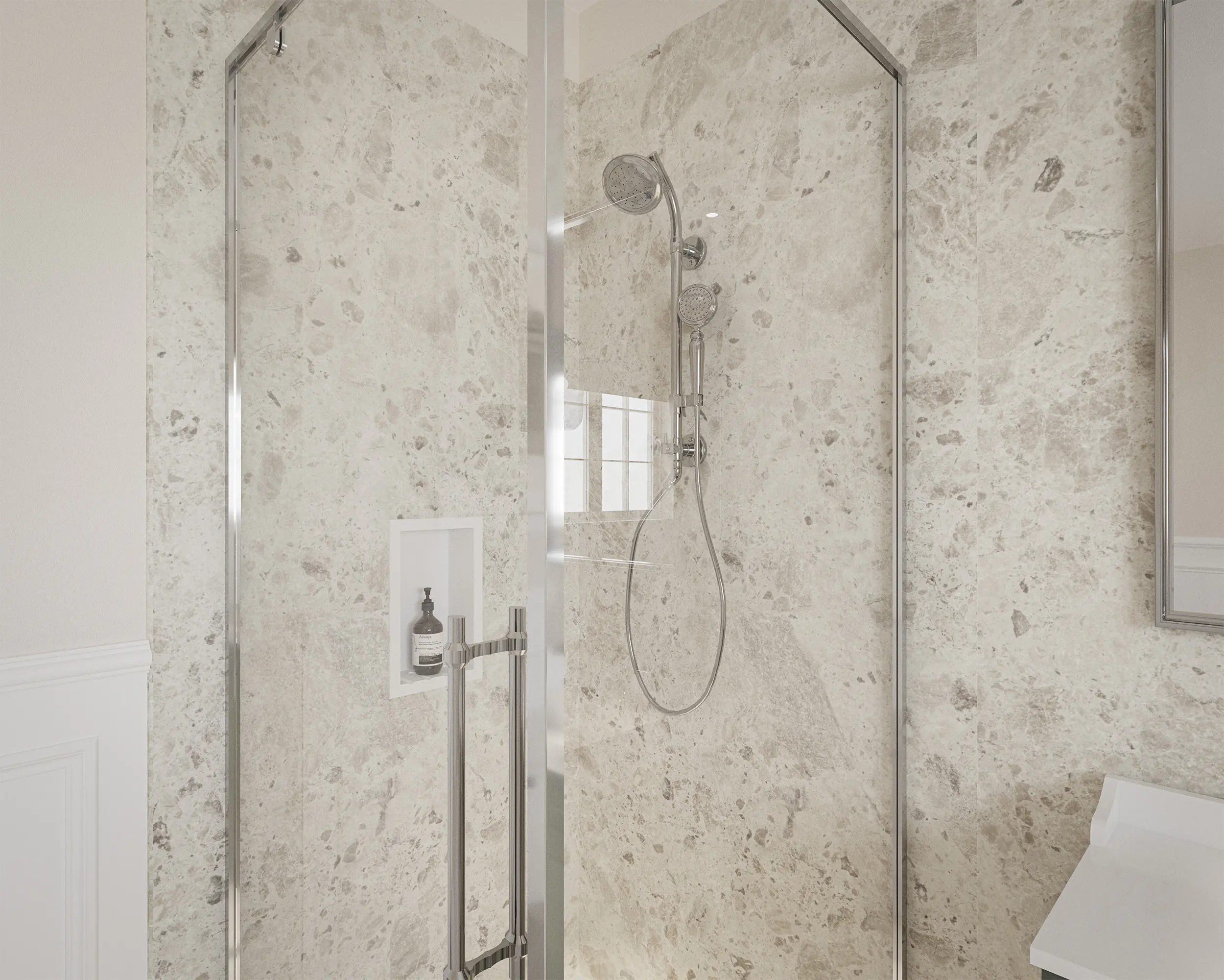 Wetwall Elite Wandpaneel  Terrazzo Rock 120 x 242 cm mit Nut & Feder