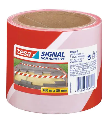 tesa Absperrband Signal 100 m x 80 mm rot-weiß