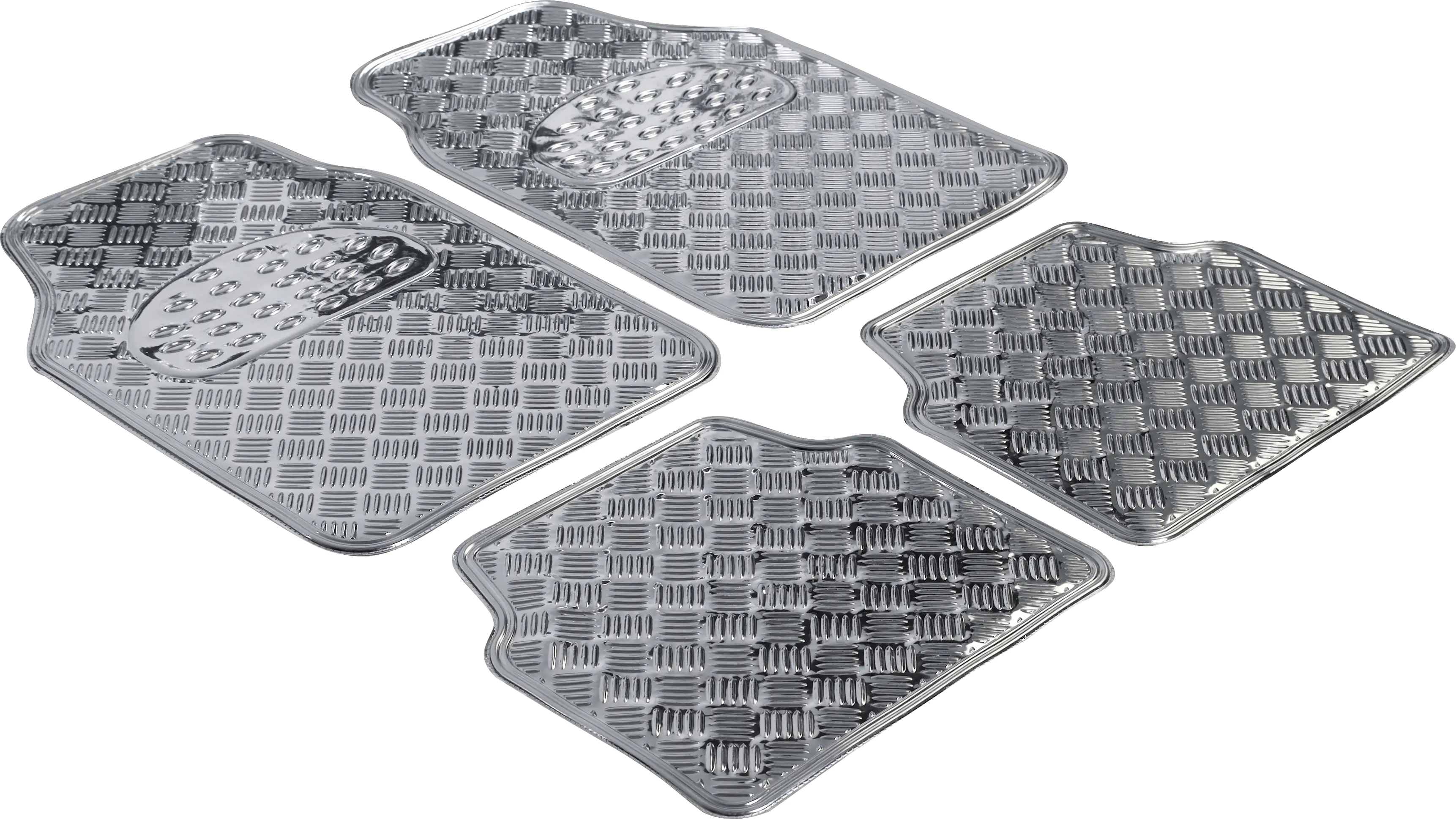 Walser Universal Fußmatten Gummi Metallic RiffelblechLook Komplett-Set silber