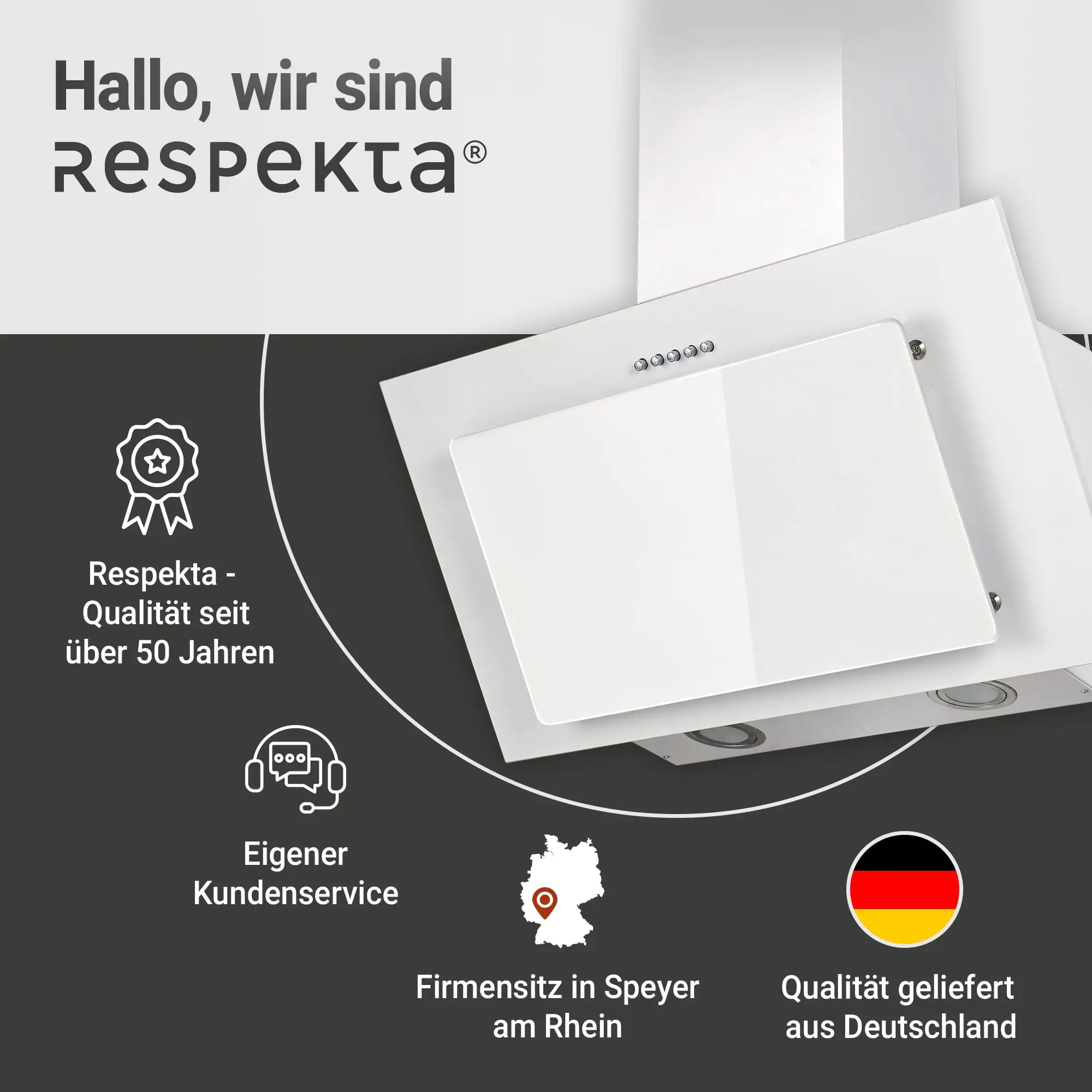 respekta kopffreie Schräghaube 60 cm weiß CH33060WB EEK: B 60 cm