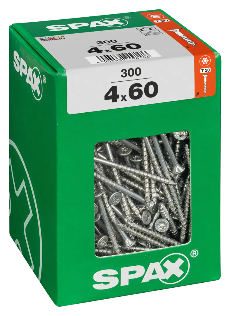 Spax Universalschrauben 4.0 x 60 mm TX 20 Senkkopf - 300 Stk.