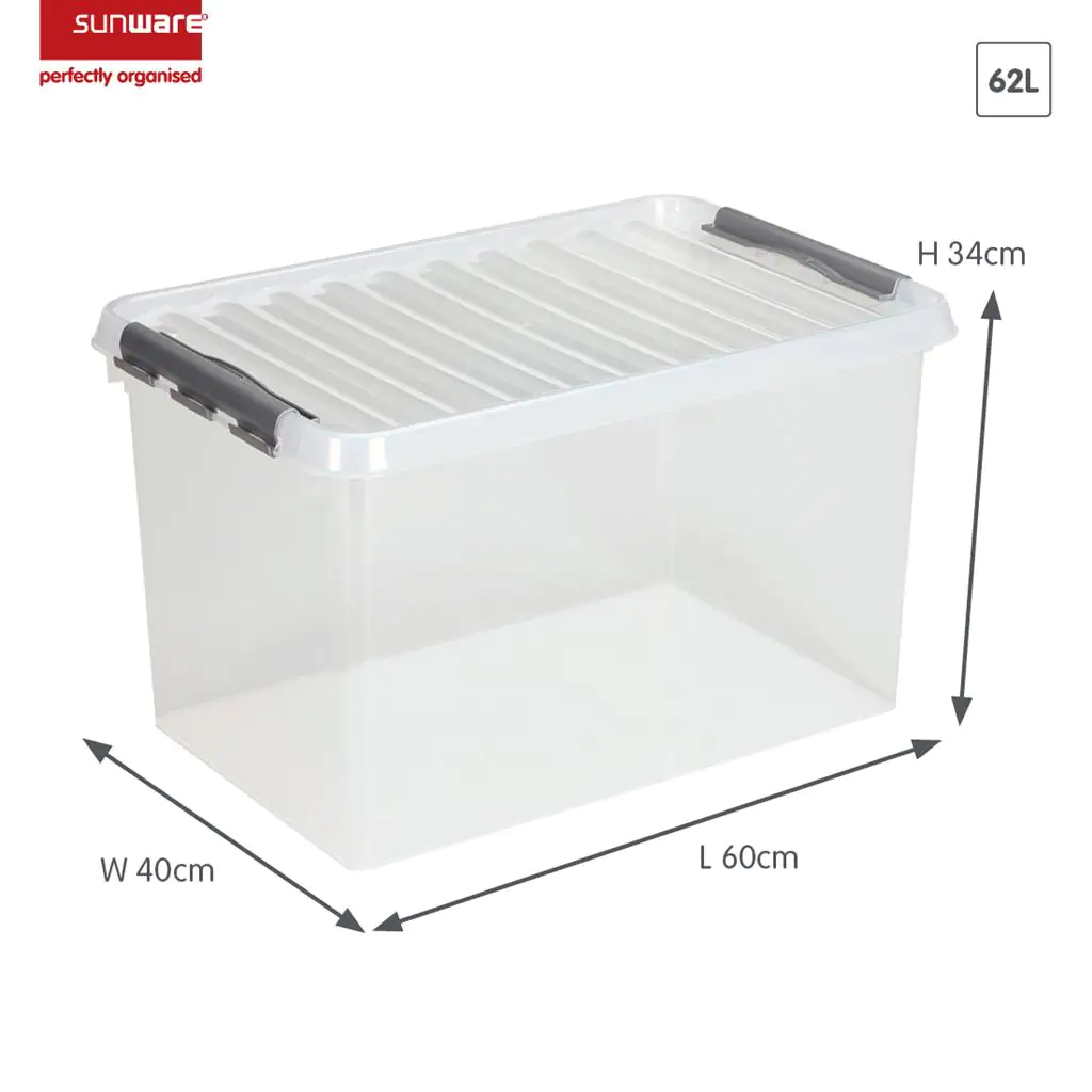 Sunware Aufbewahrungsbox Q-Line mit Deckel 60 x 40 cm 62 L transparent