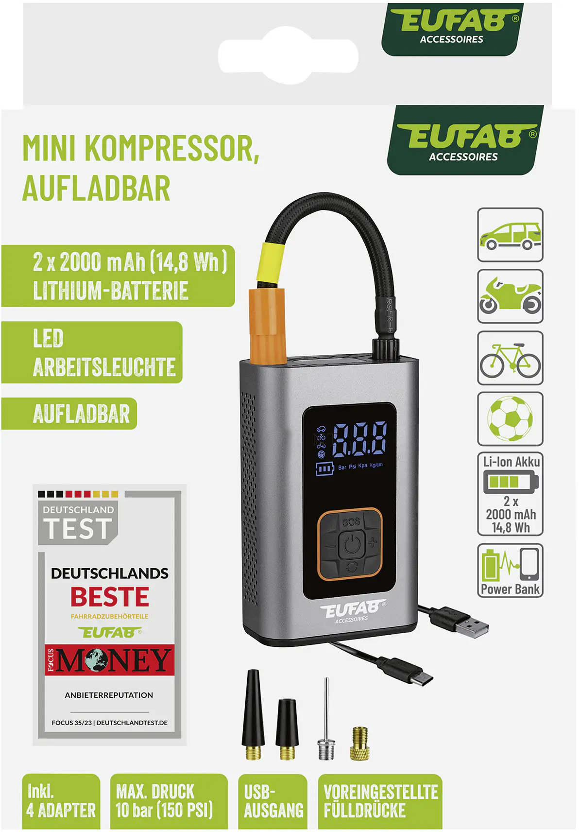EUFAB Mini-Kompressor aufladbar