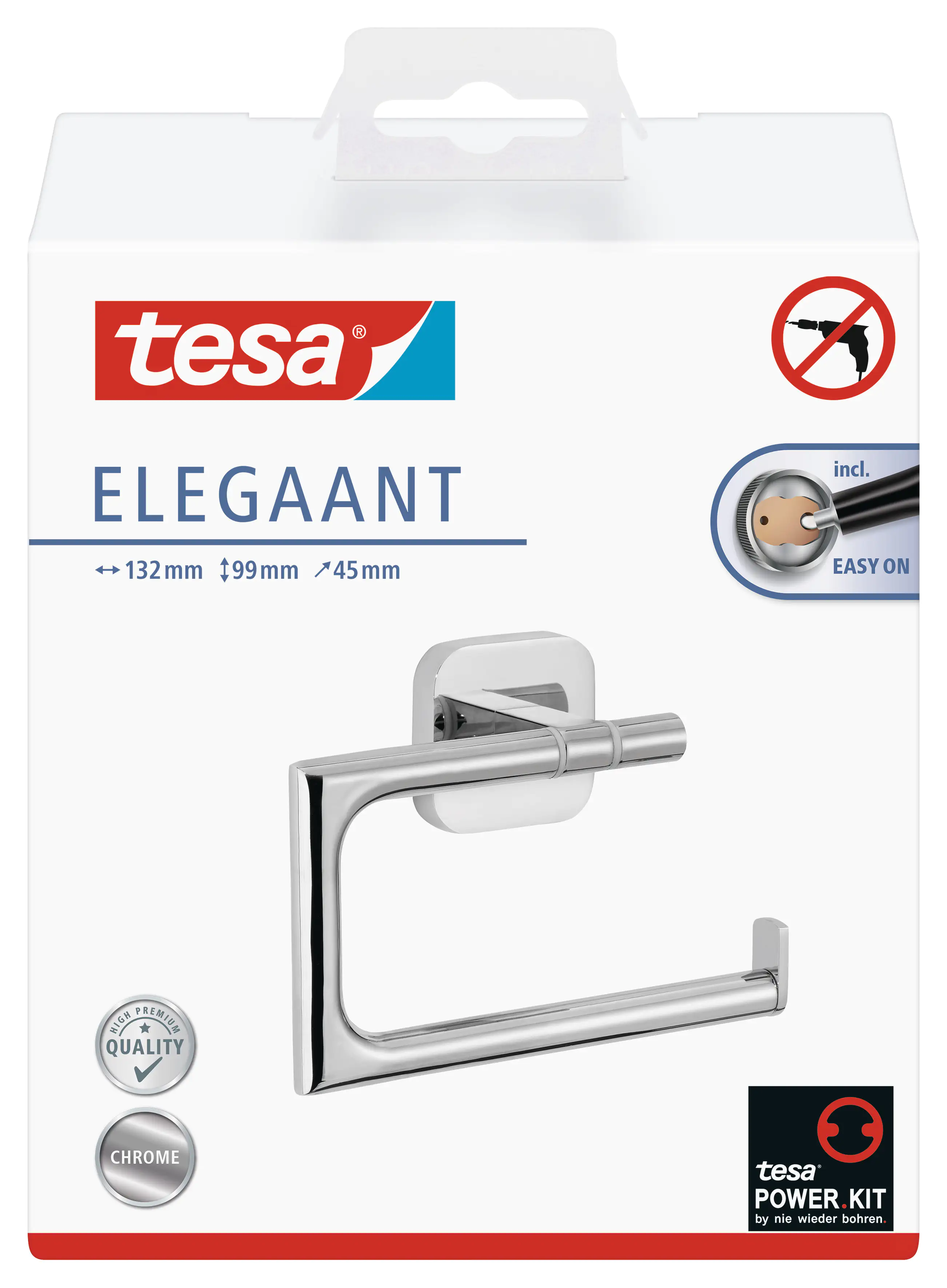 tesa Papierrollenhalter Elegaant Metall, chrom, Soft Close-Funktion