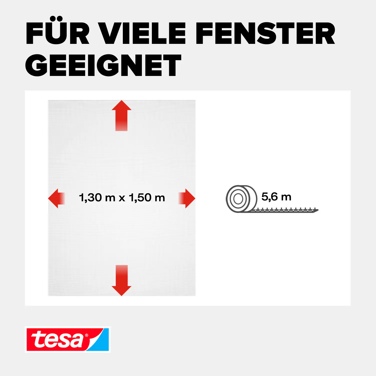 tesa Fliegengitter STANDARD 130 x 150 cm weiß individuell kürzbar