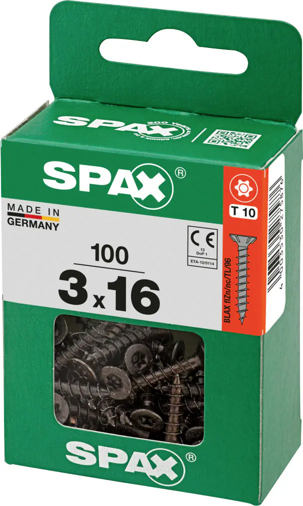 Spax Universalschrauben 3 x 16 mm T10 Vollgewinde - 100 Stk. 