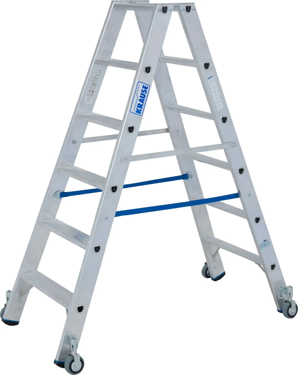 krause Aluminium-Doppelleiter STABILO fahrbar 2,95 m