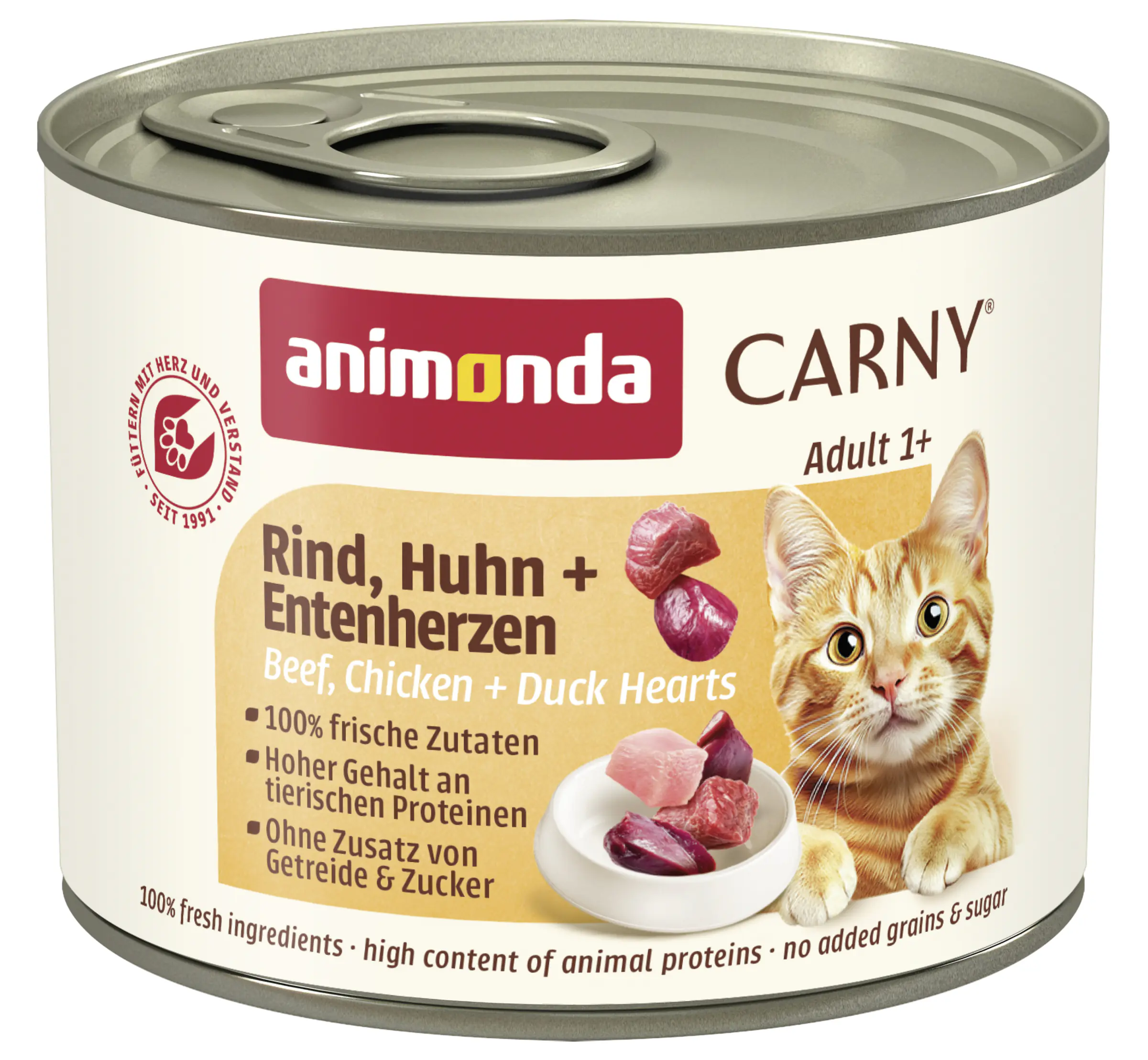 Animonda Carny Adult Katzennassfutter getreidefrei 200 g Rind, Huhn & Entenherzen