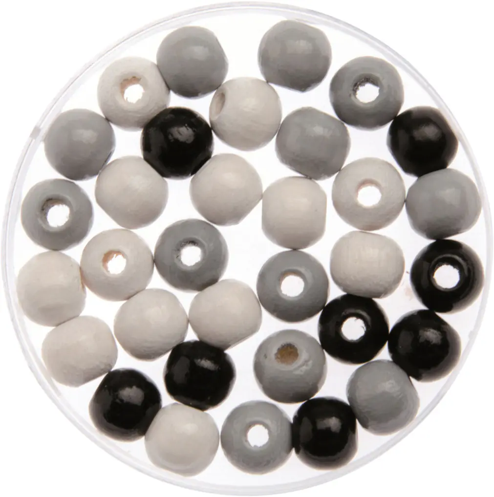 Glorex Holzperle schwarz/grau/weiß 6 mm - 118 Stück
