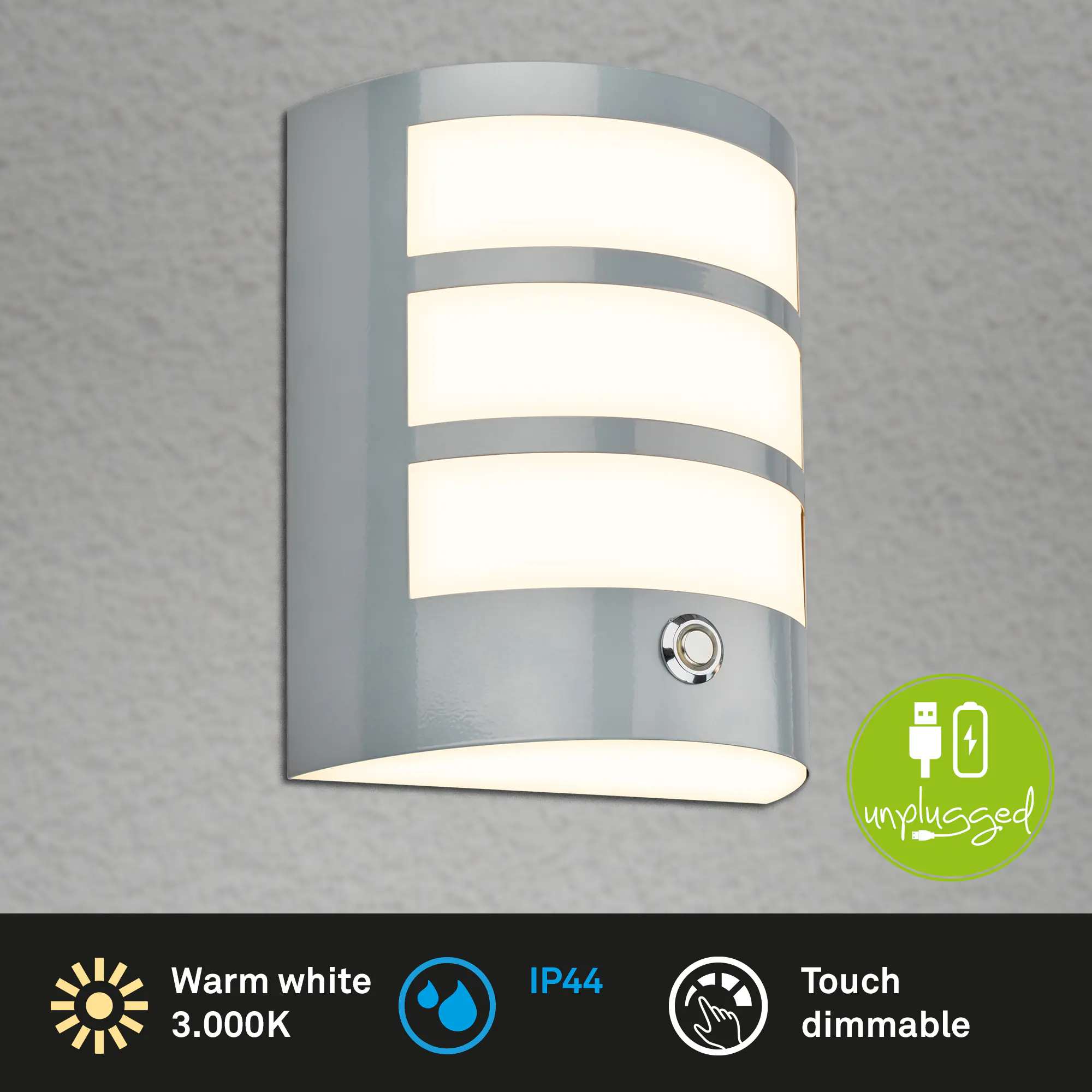 Briloner LED Akku-Außenwandleuchte 5,8W weiß Bewegungssensor warmweiß