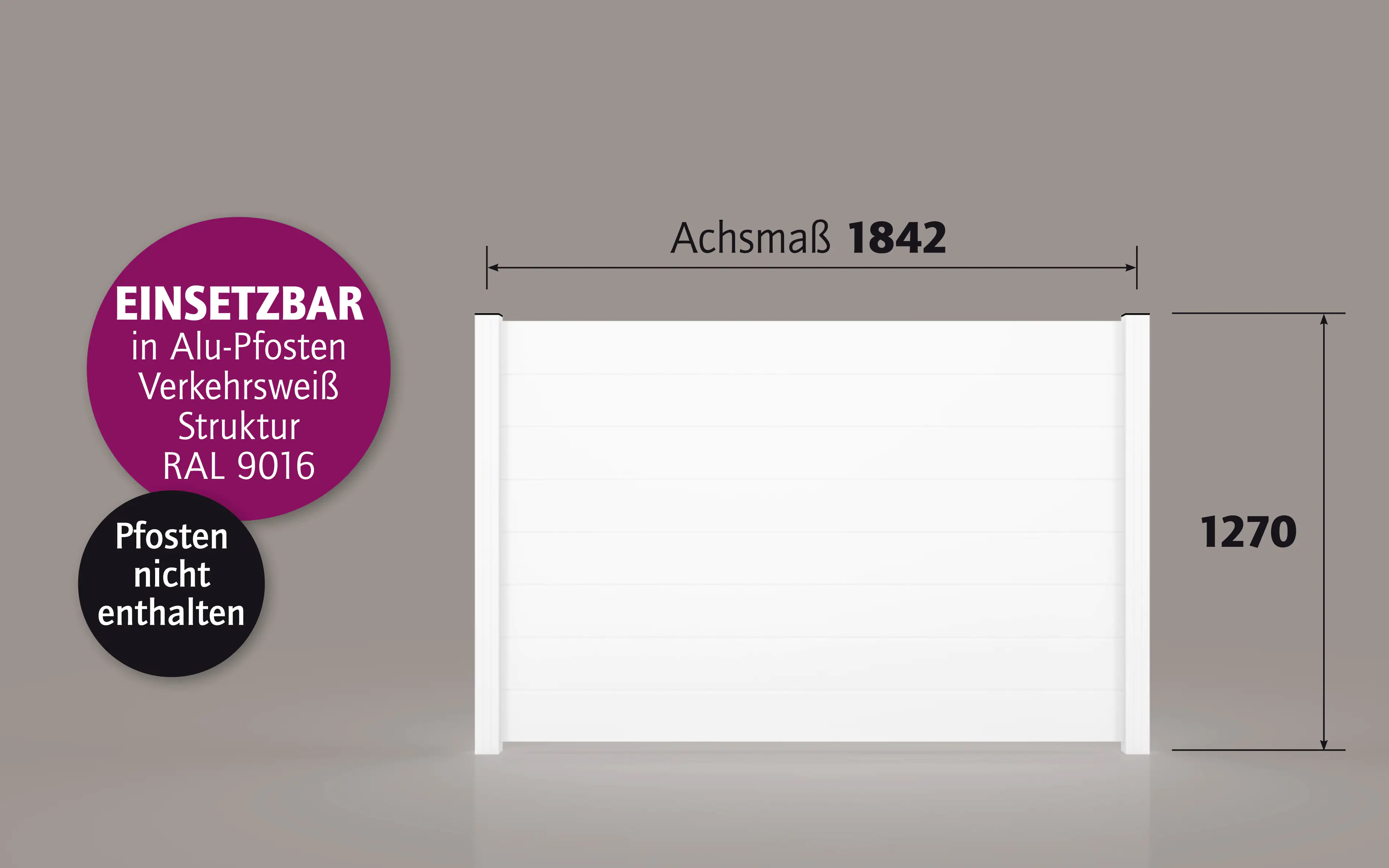 Ambiente Alu-Zaun Paneel 150 B x H: 180 cm x 120 cm, 22 mm stark