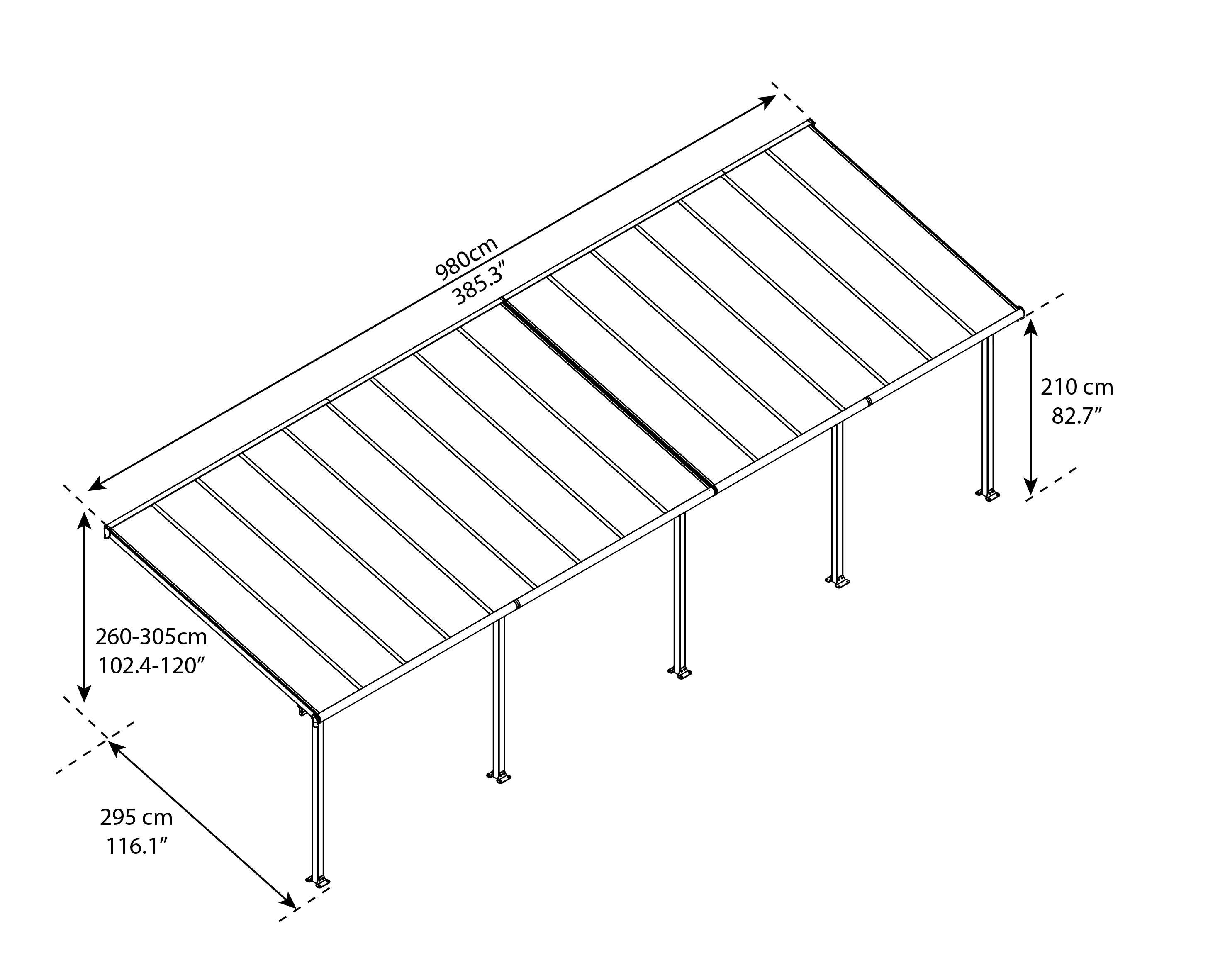 Canopia Terrassenüberdachung Olympia 3x9.8 weiß
