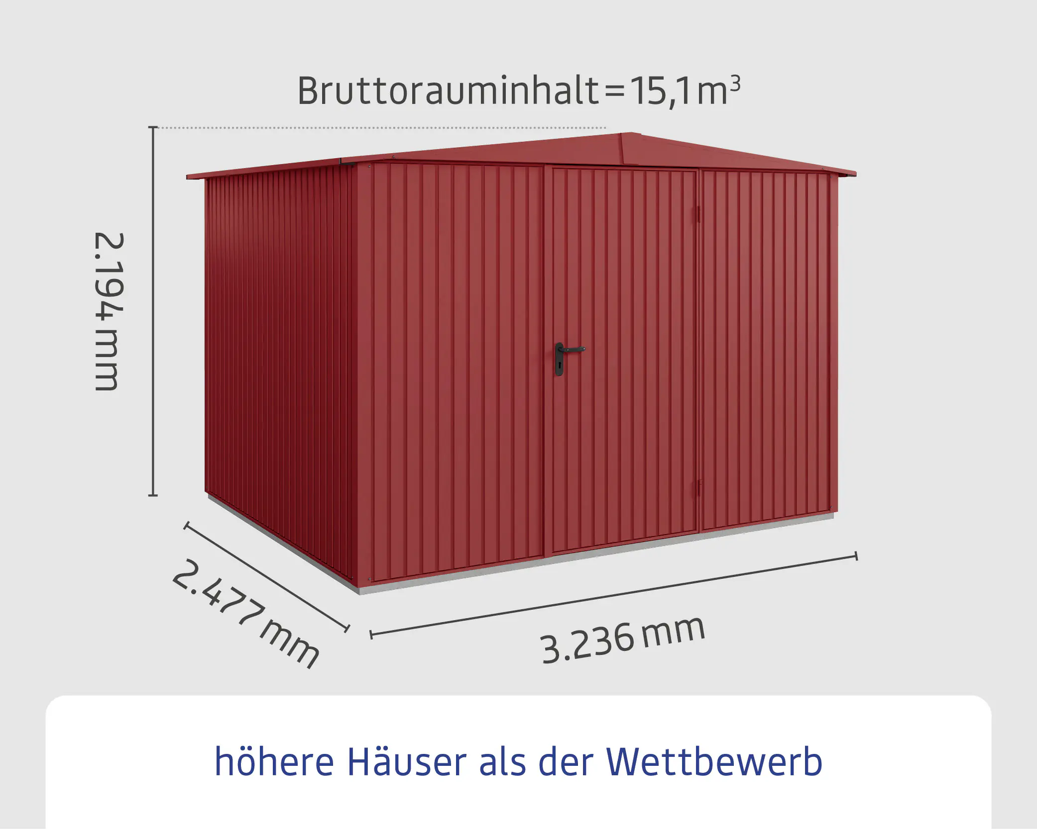 EcoStar Gerätehaus Trend-S Typ 3 323,6 x 247,7 x 219,4 cm purpurrot
