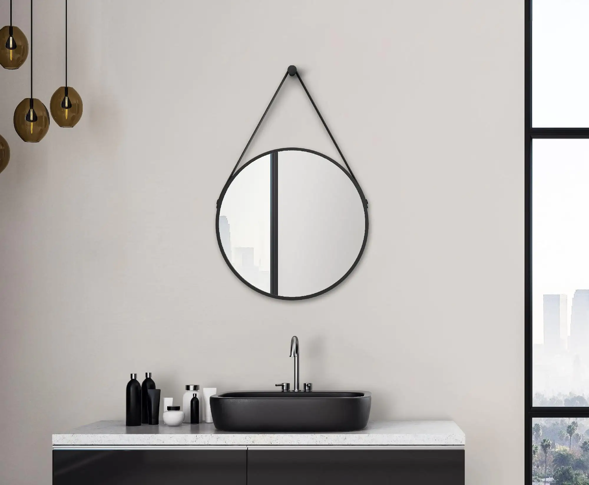 DSK Wandspiegel Silver Coiffeur Ø 50 cm schwarz