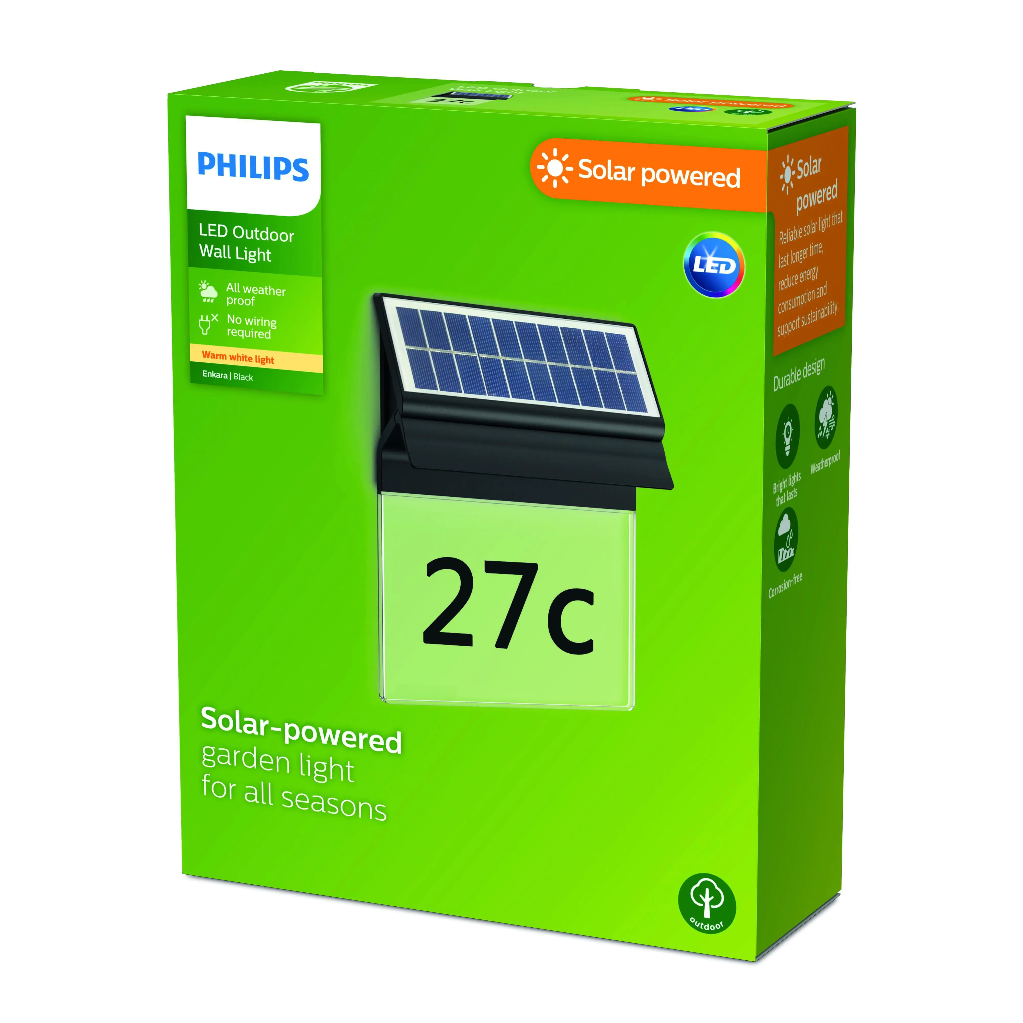 Philips Solar Wandleuchte Enkara 24 x 19 x 6,8 cm schwarz