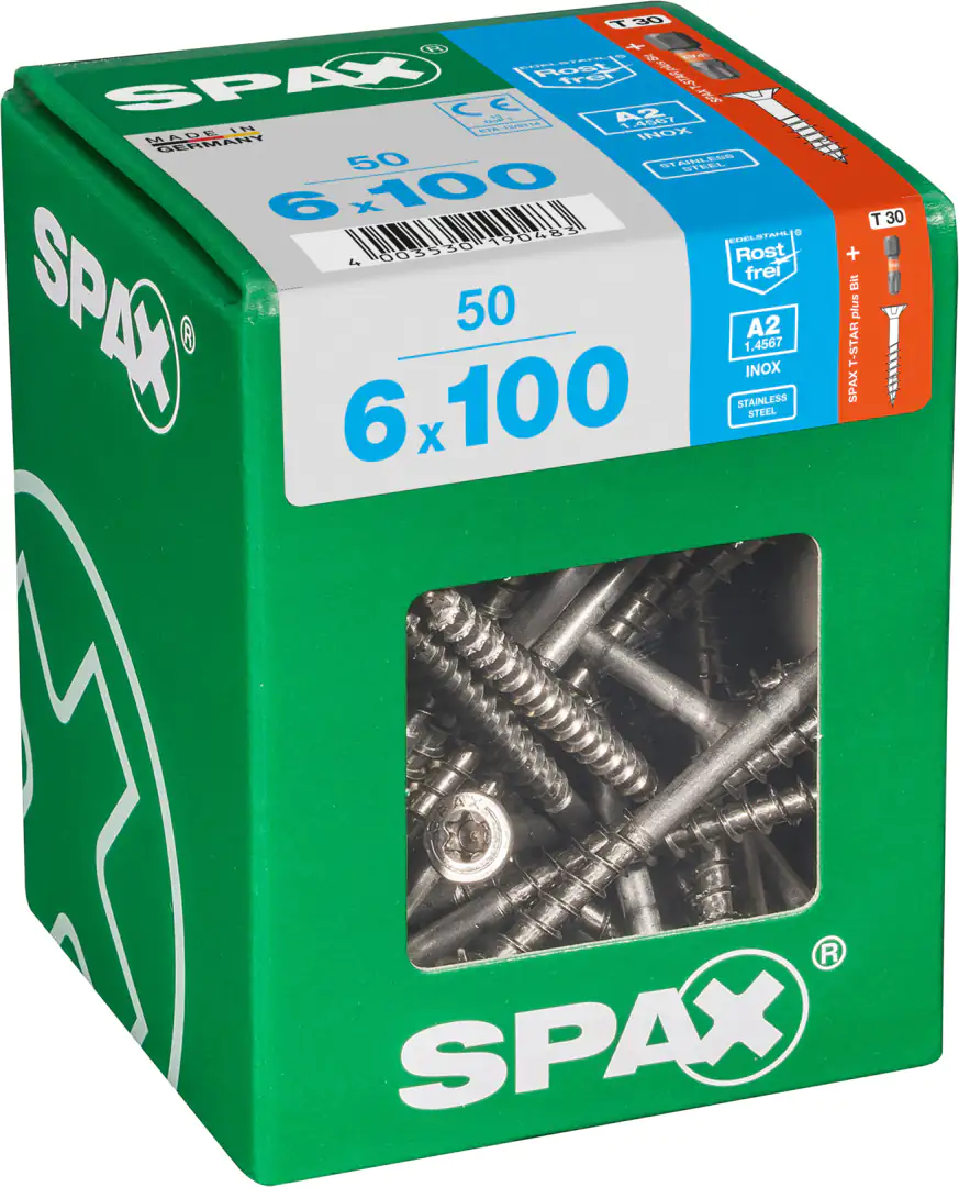 Spax Universalschrauben 6.0 x 100 mm TX 30 - 50 Stück Edelstahl