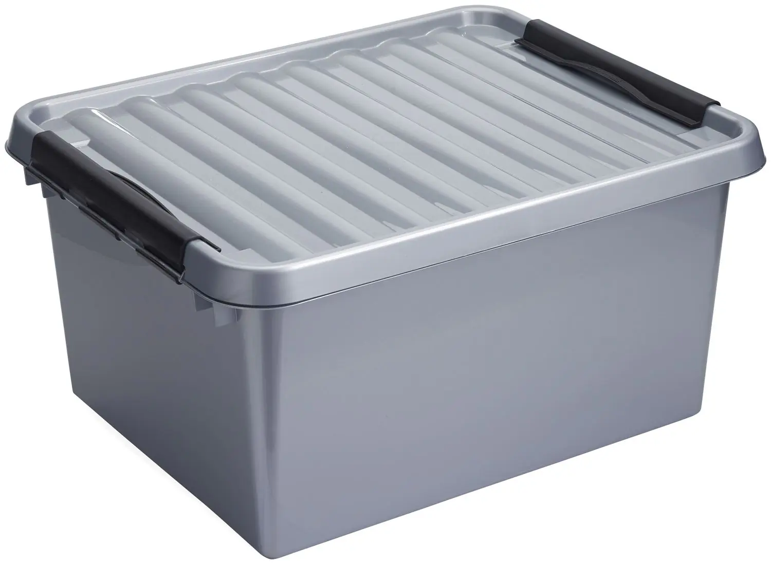 Sunware Aufbewahrungsbox Q-Line mit Deckel 50 x 40 cm 36 L metallfarbig