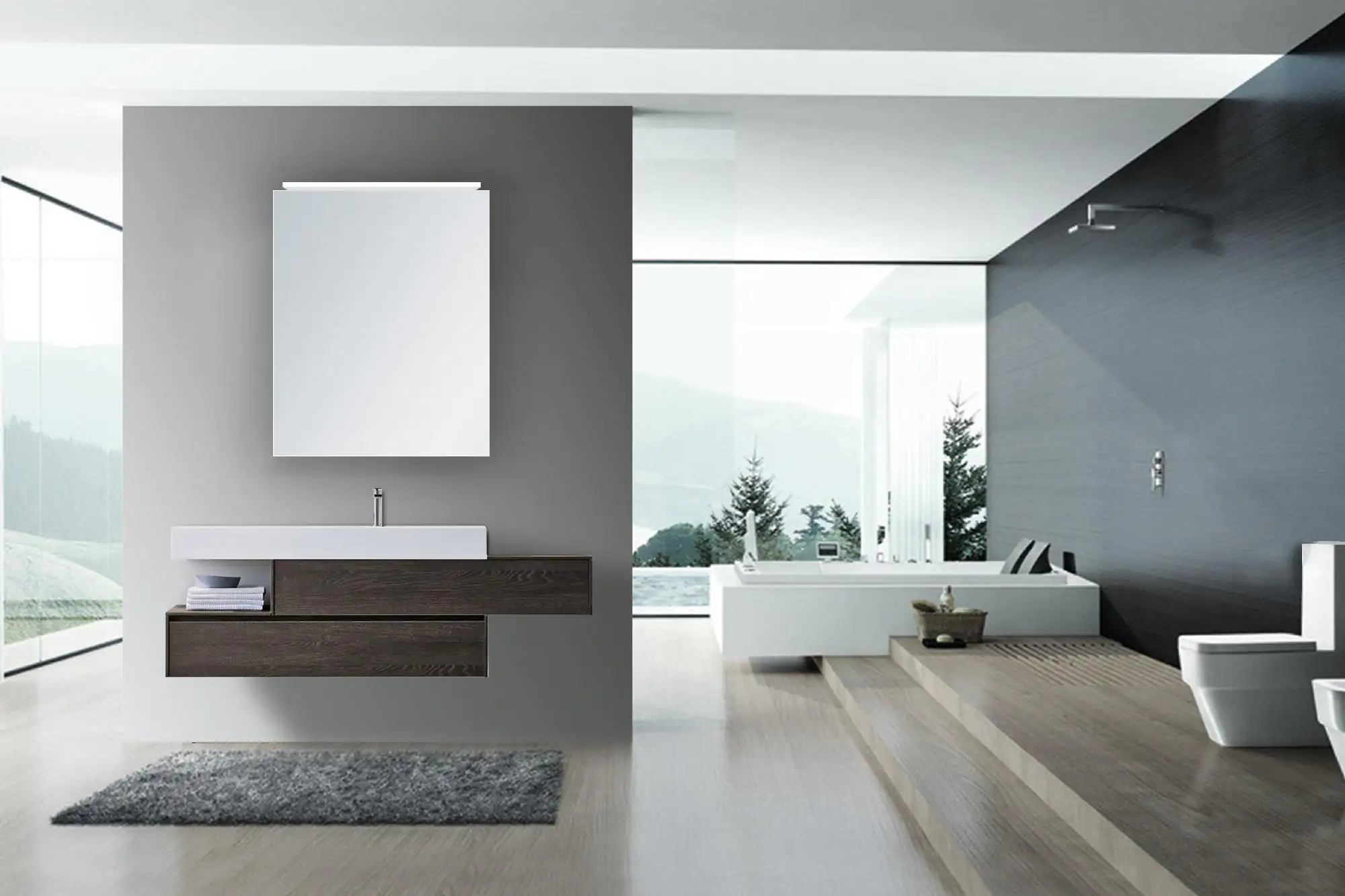 DSK Spiegelschrank Aluminio Vegas 50x60 cm, mit Steckdose