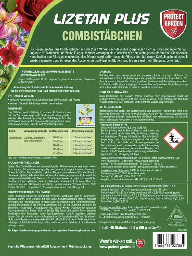 Protect Garden Lizetan Plus Combistäbchen 40 Stück