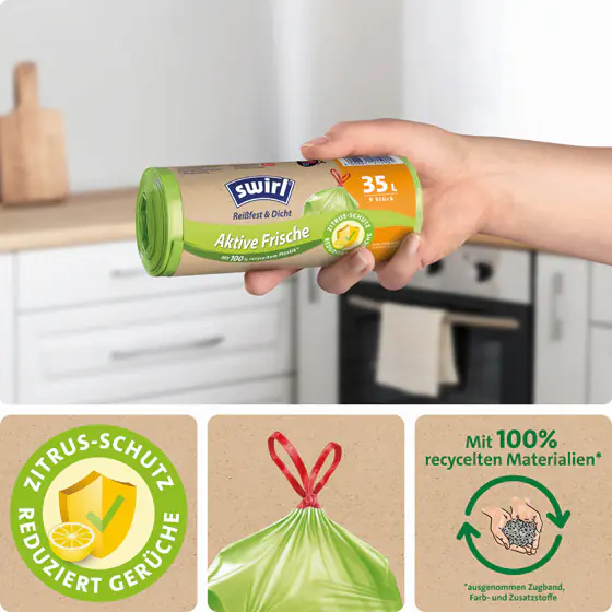Swirl® Aktive Frische Müllbeutel 35 L Reißfest & Dicht