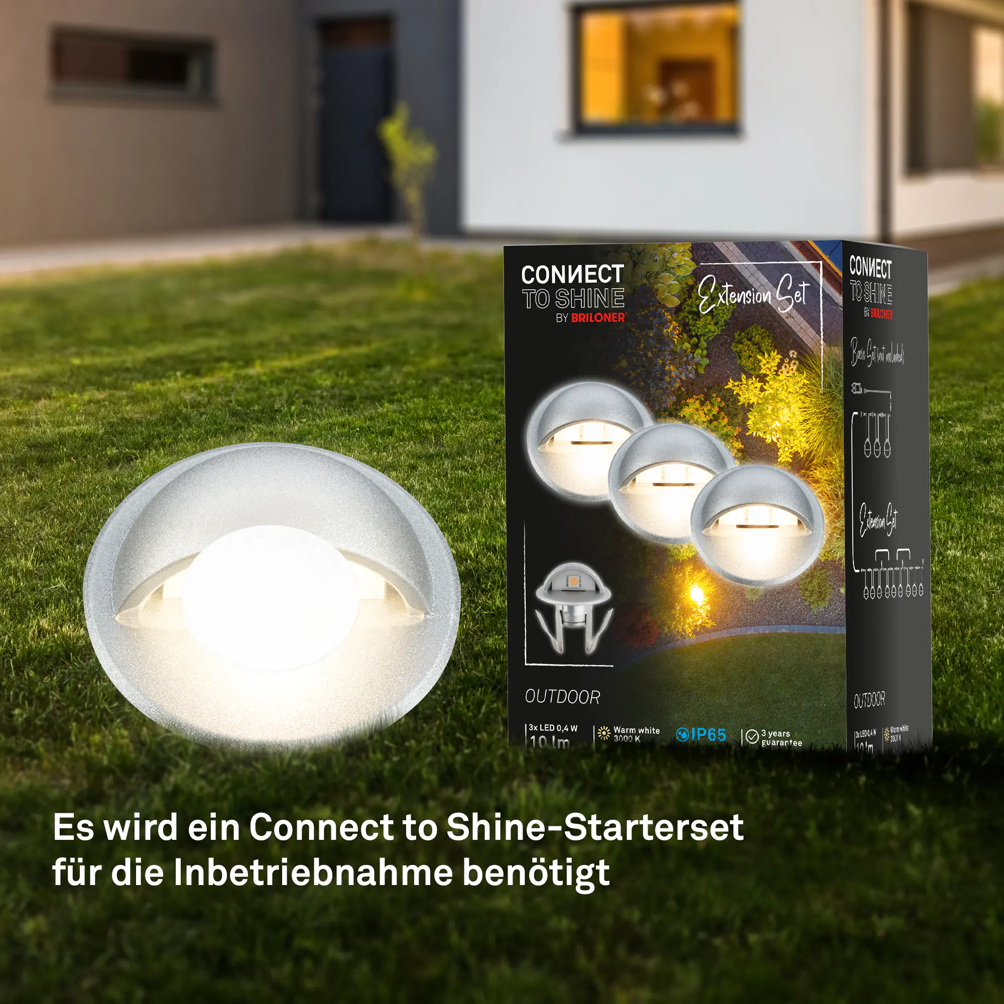 Briloner LED Außen-Bodenstrahler Teak Connect to Shine 3er Ergänzungsset 10 W warmweiß