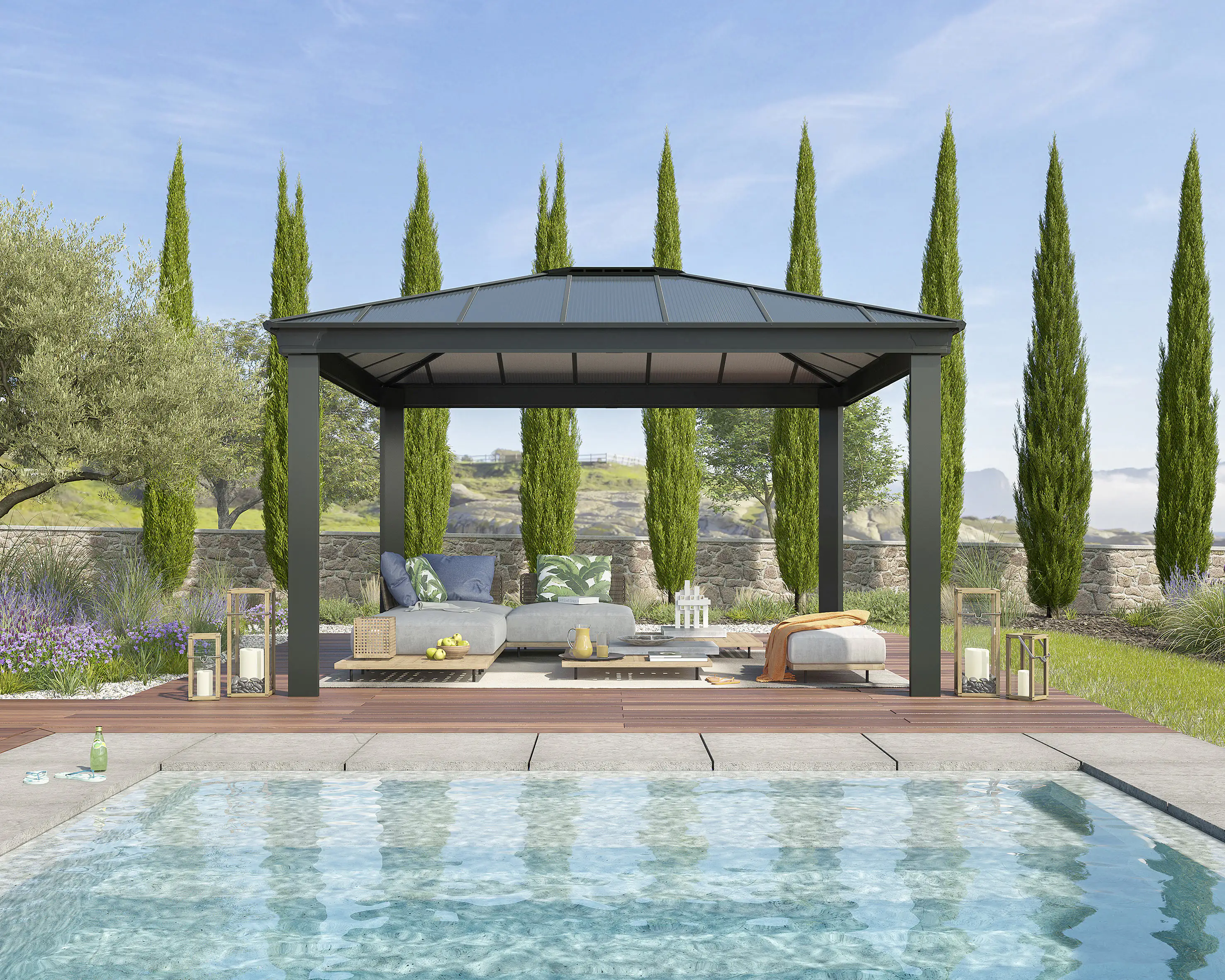 Canopia Pavillon Dallas 426 x 364 cm grau