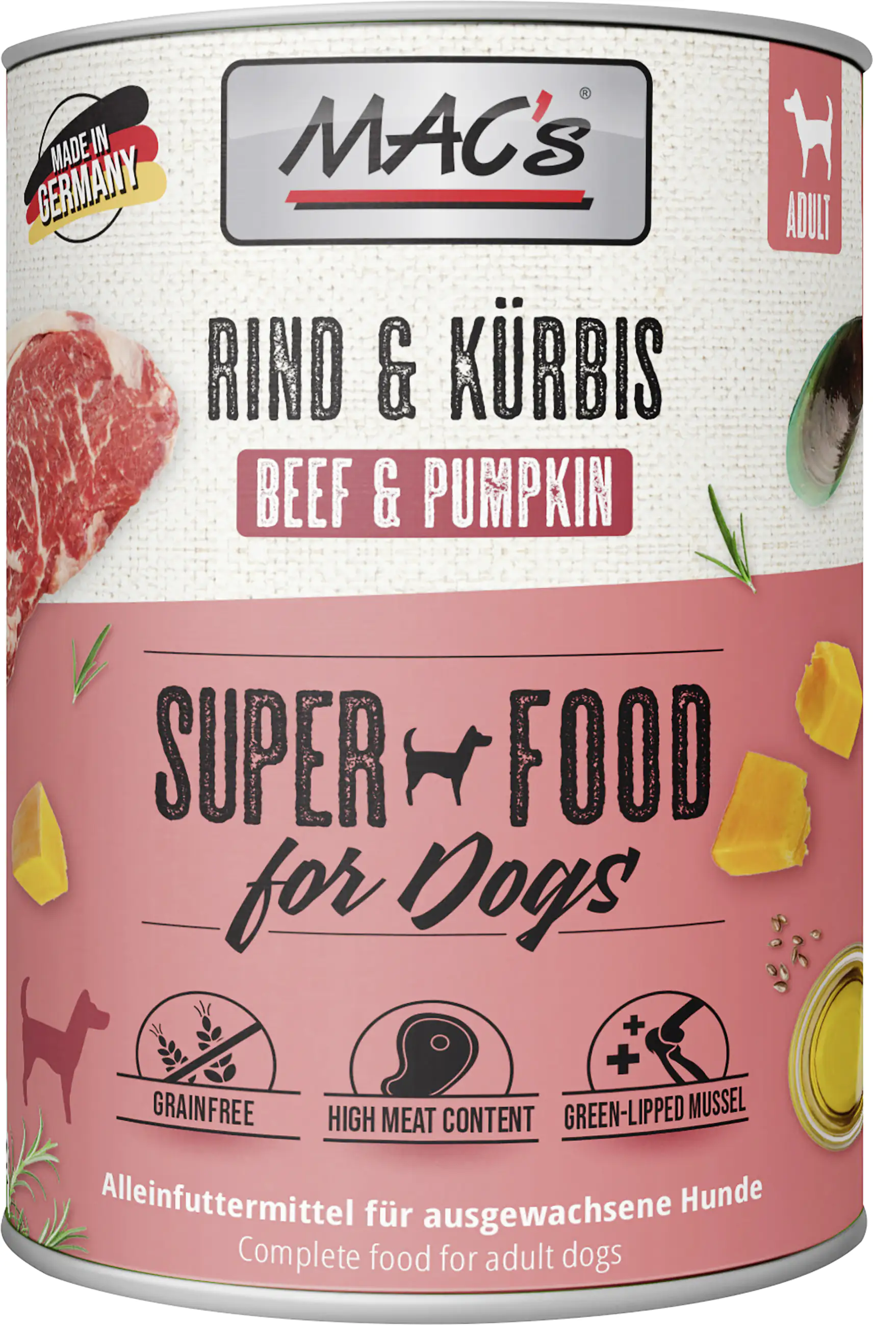 Macs Dog Hundenassfutter Adult getreidefrei 800 g Rind