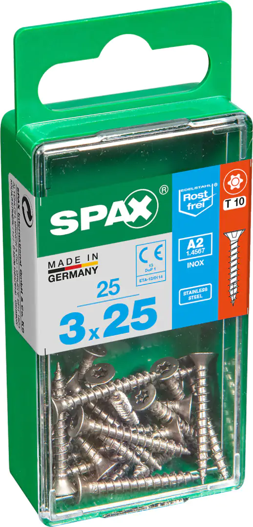 Spax Universalschrauben 3.0 x 25 mm TX 10 - 25 Stück Edelstahl