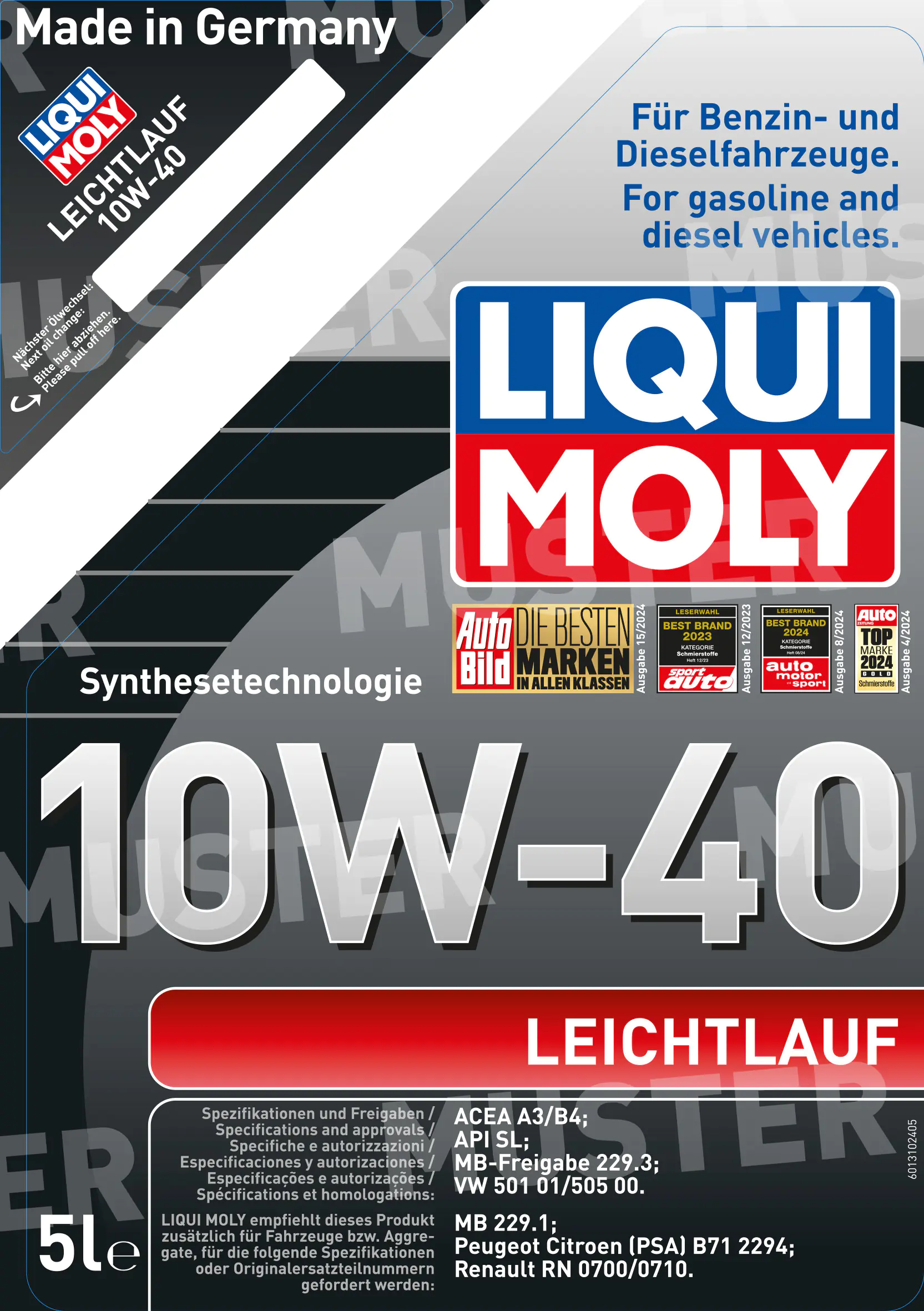 Liqui Moly Motoröl Leichtlauf 10W-40 5 L