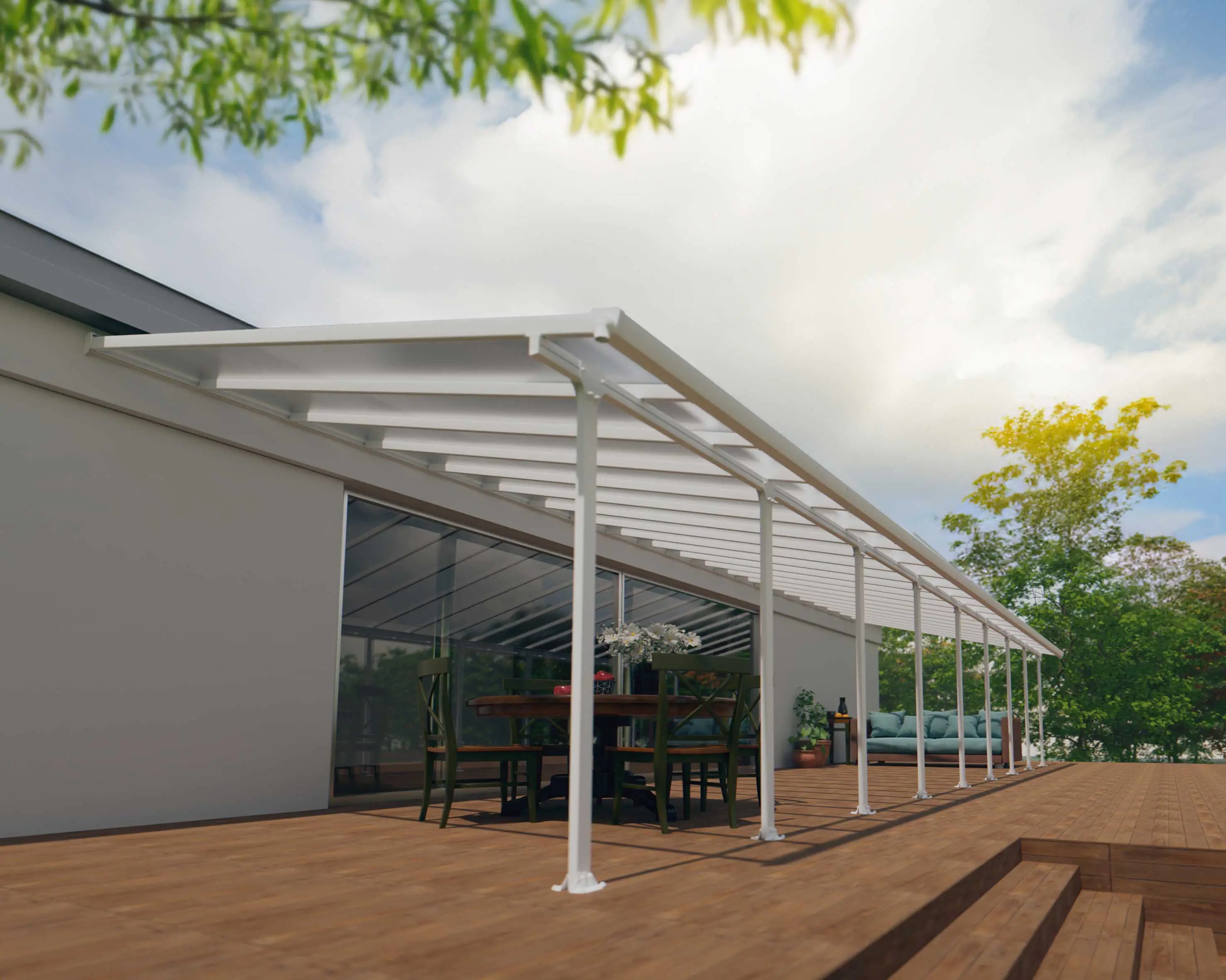 Canopia Terrassenüberdachung Feria 1276 x 380 cm weiß