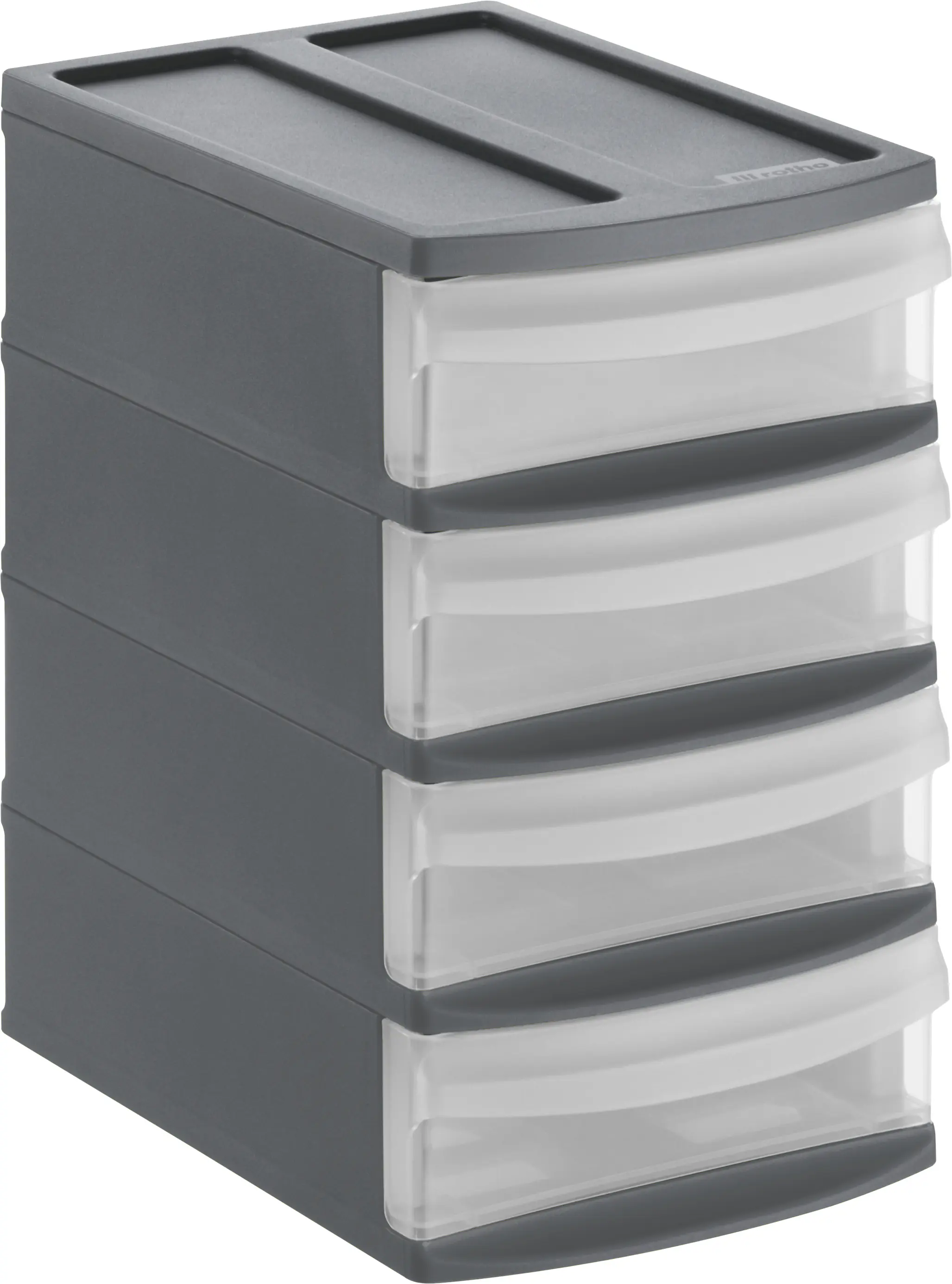 Rotho Schubladenbox Tower Systemix XS 4 Schübe anthrazit