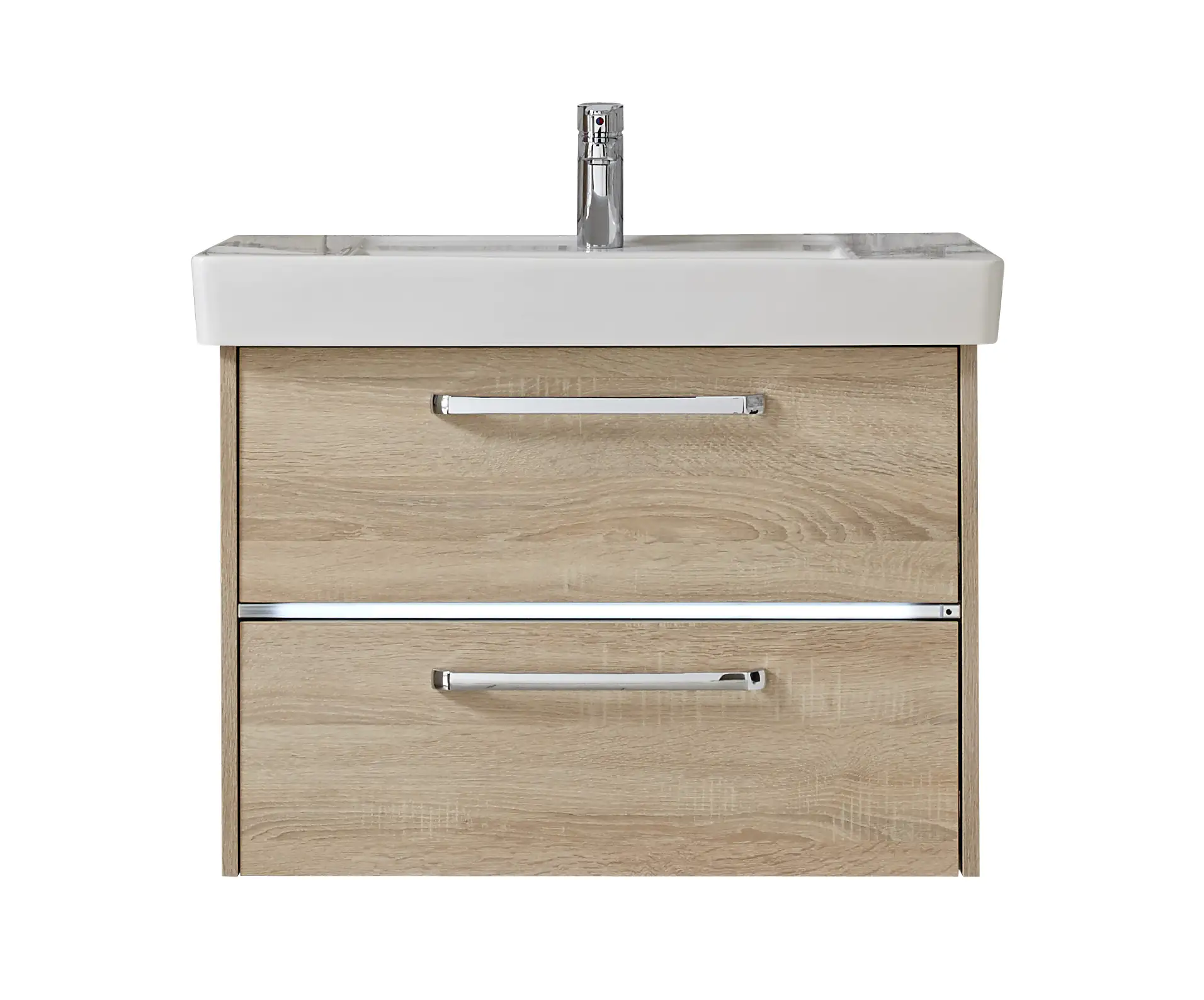 Primaster Badmöbelset Berlin eiche 80 cm Twin LED, Keramikwaschtisch